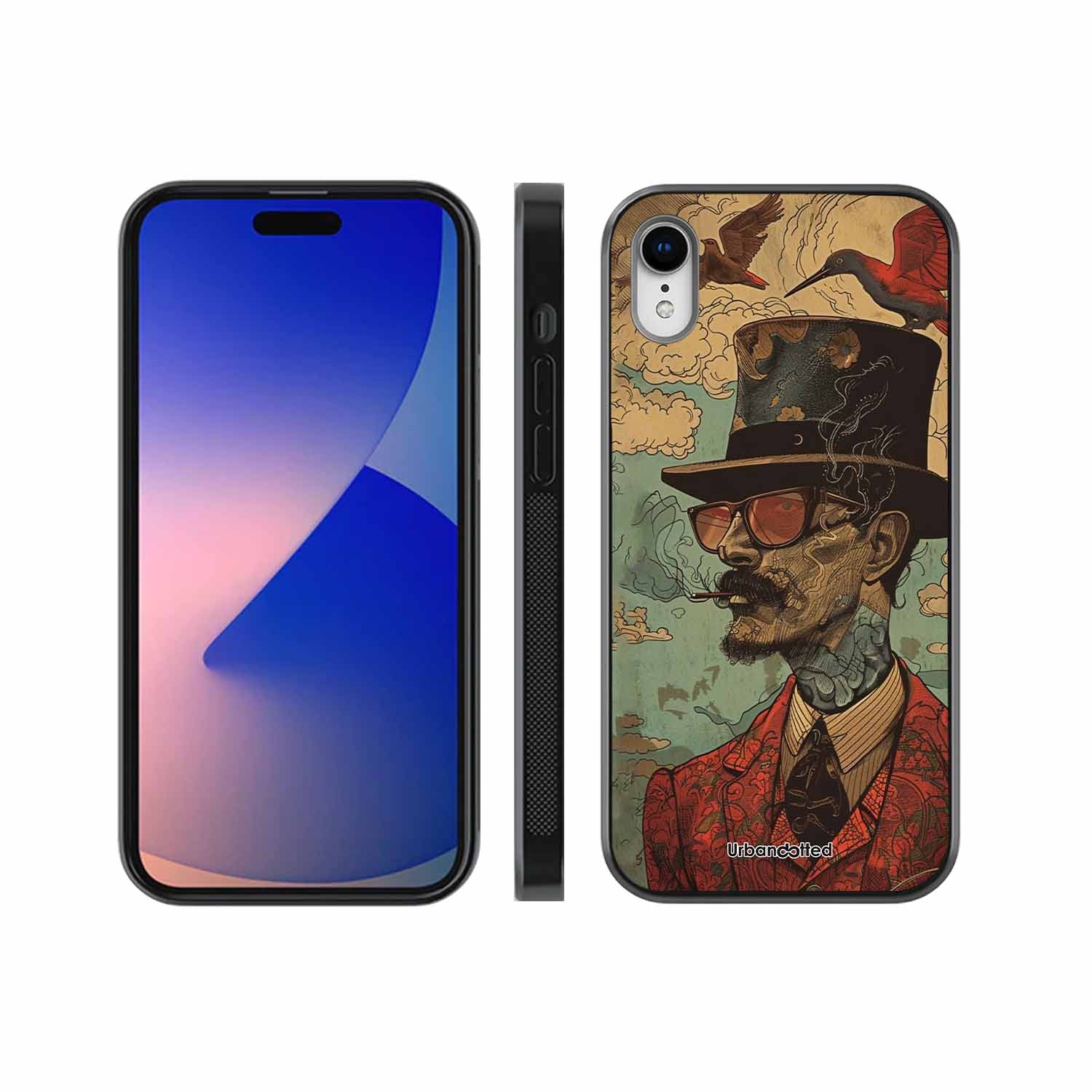 Steampunk Gentleman Smoker Glass Case For iPhone XR