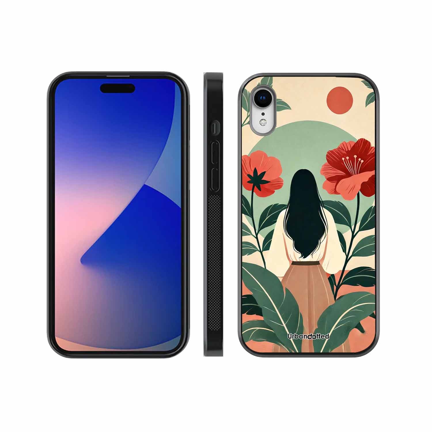 Woman in Floral Garden Glass Case For iPhone XR