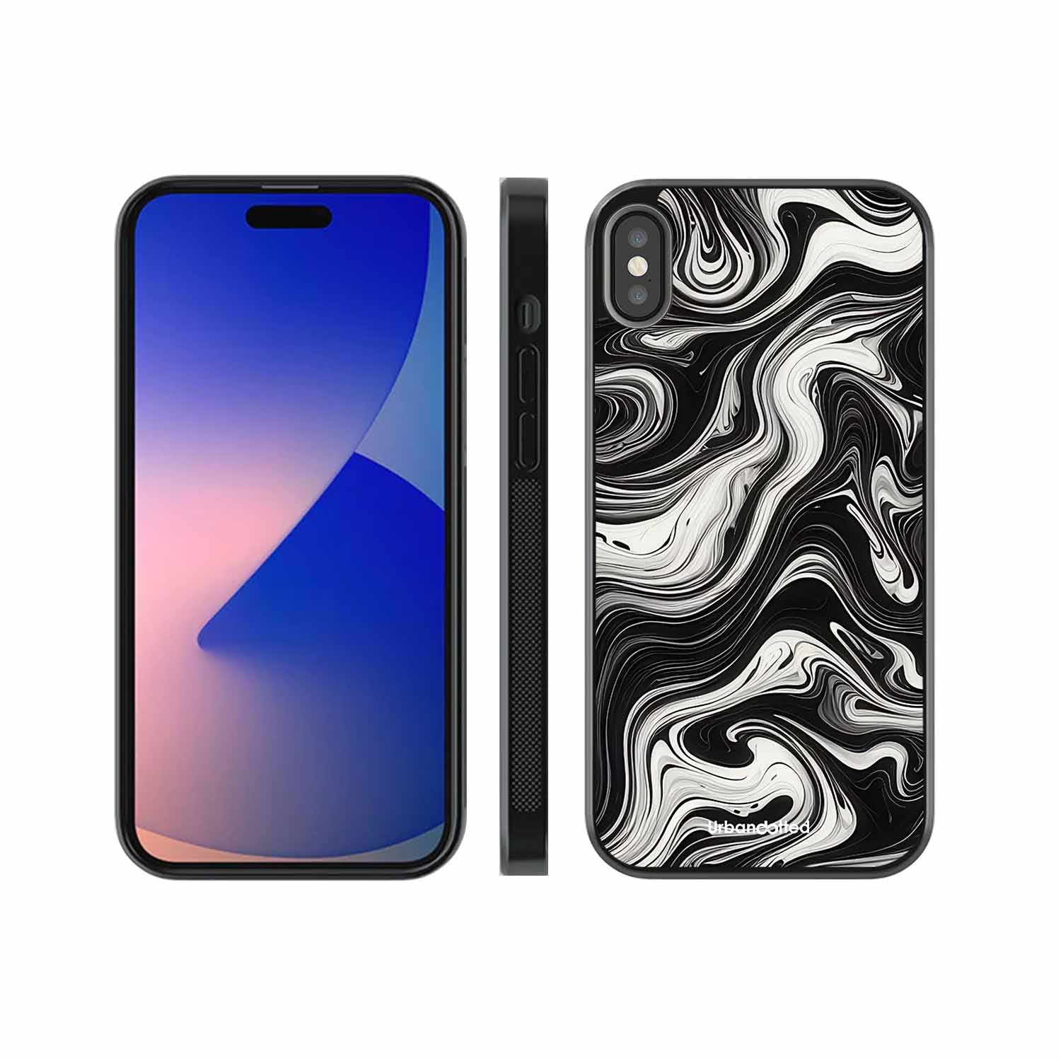 Monochrome Marble Glass Case For iPhone XS Max