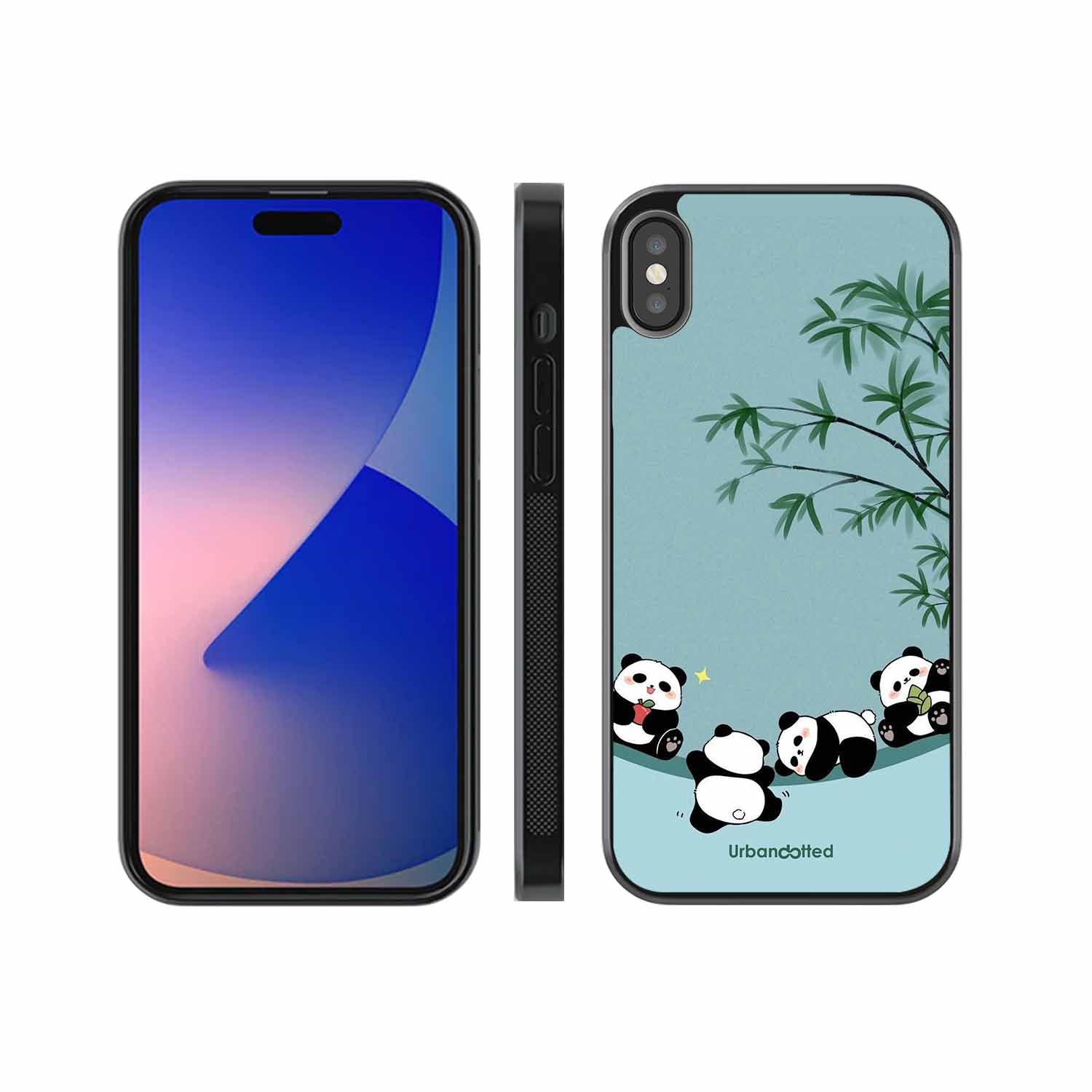 Cute Resting Pandas Glass Case For iPhone XS Max