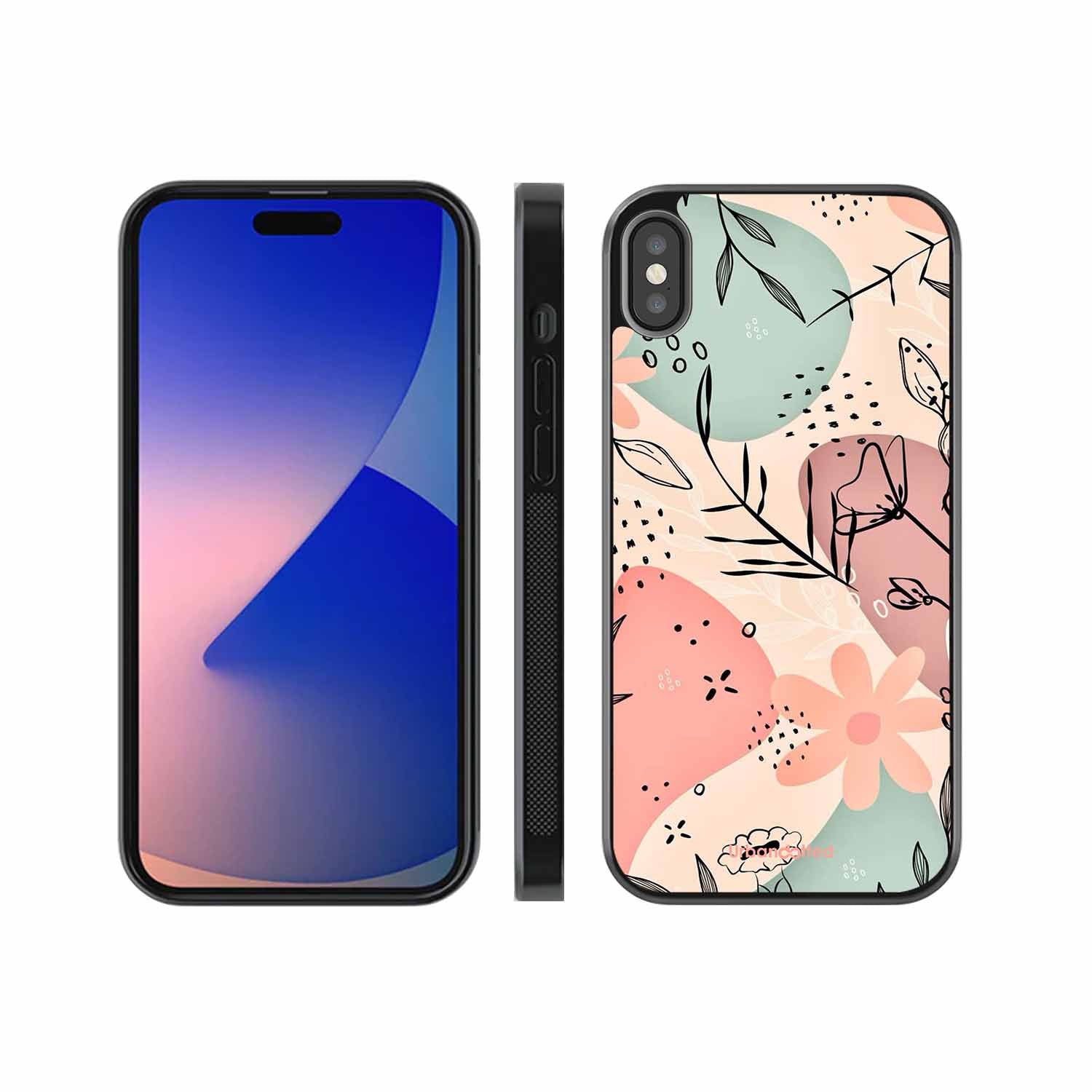 Abstract Floral Glass Case For iPhone XS Max