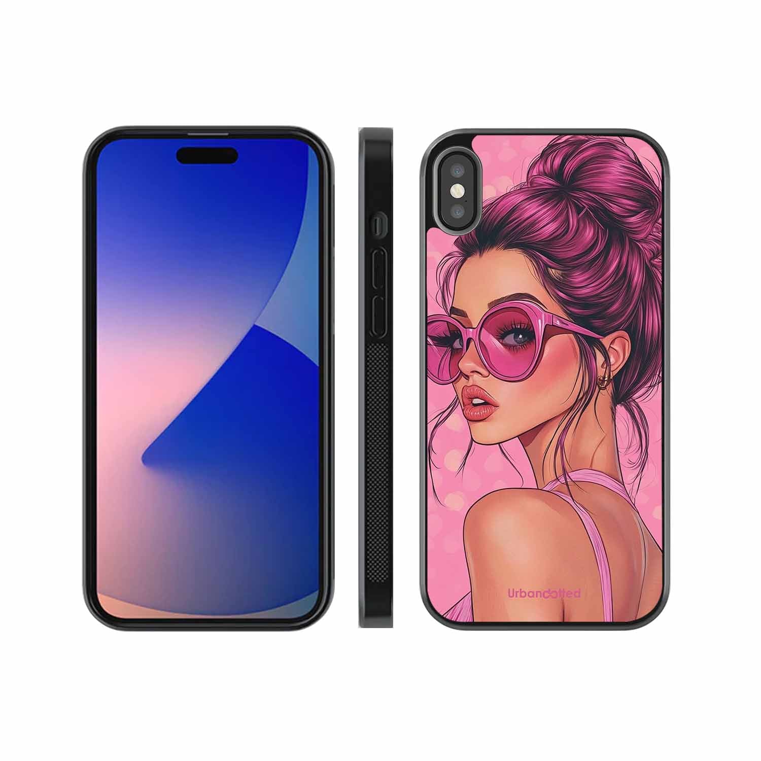 Retro Sunglasses Girl Glass Case For iPhone XS Max