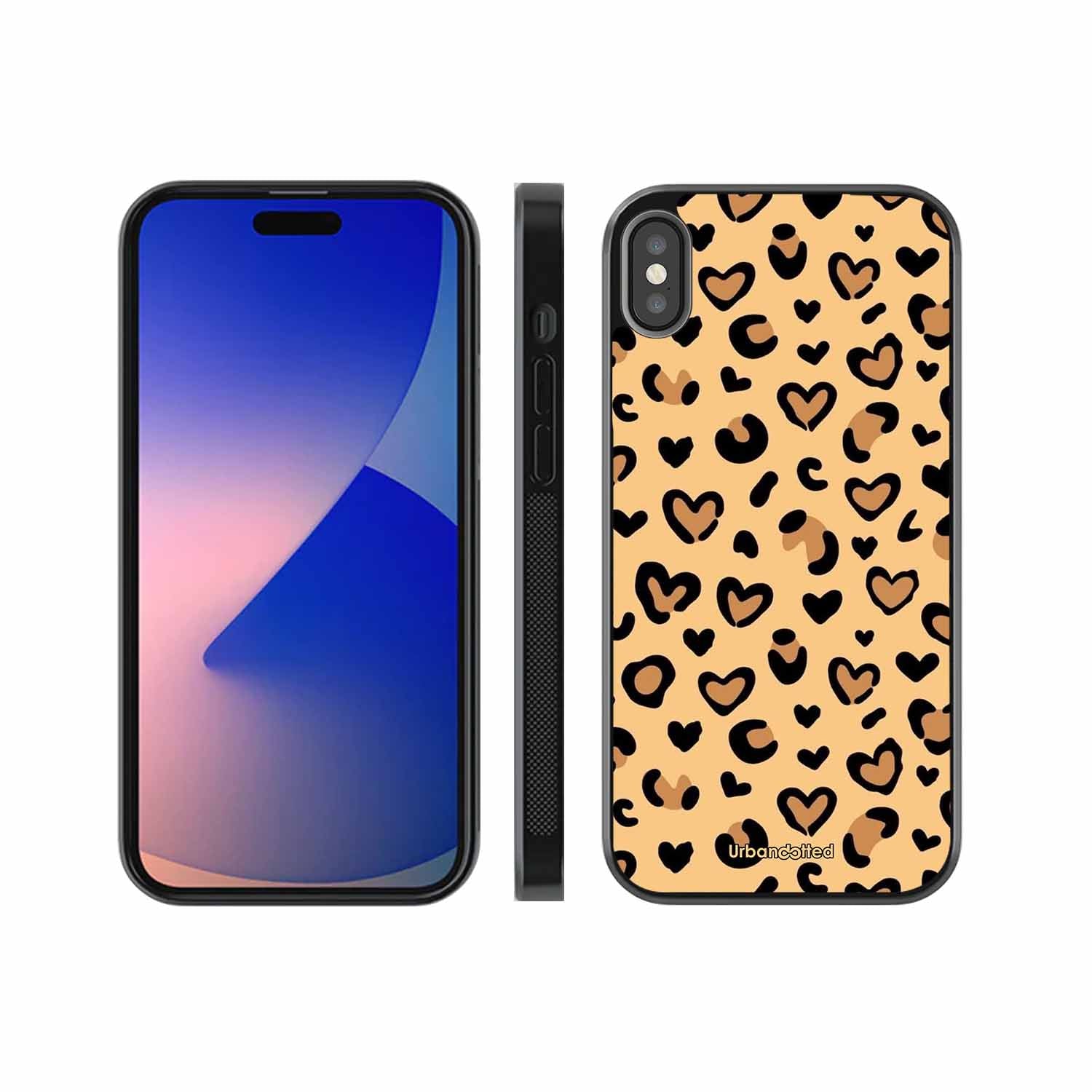Native Animal Print Hearts Glass Case For iPhone XS Max