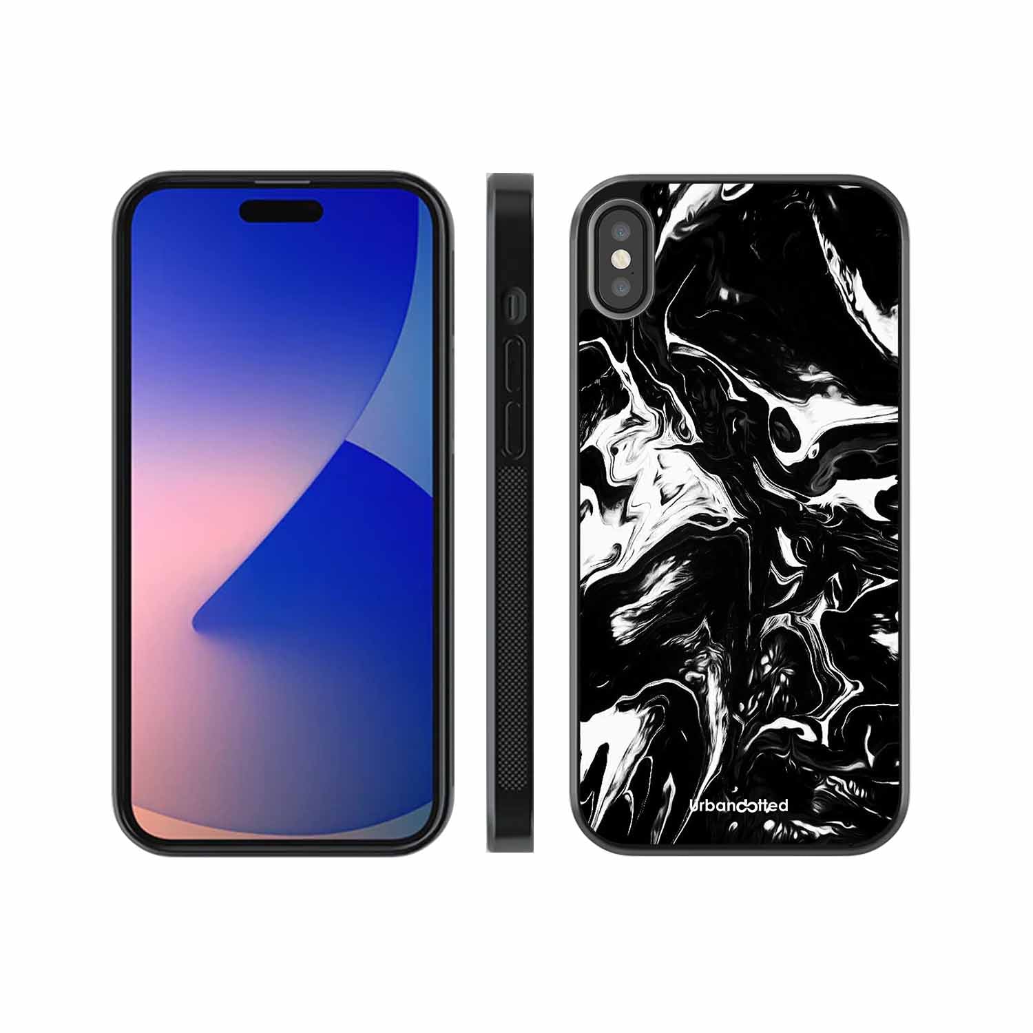 Dark Marble Texture Glass Case For iPhone XS Max