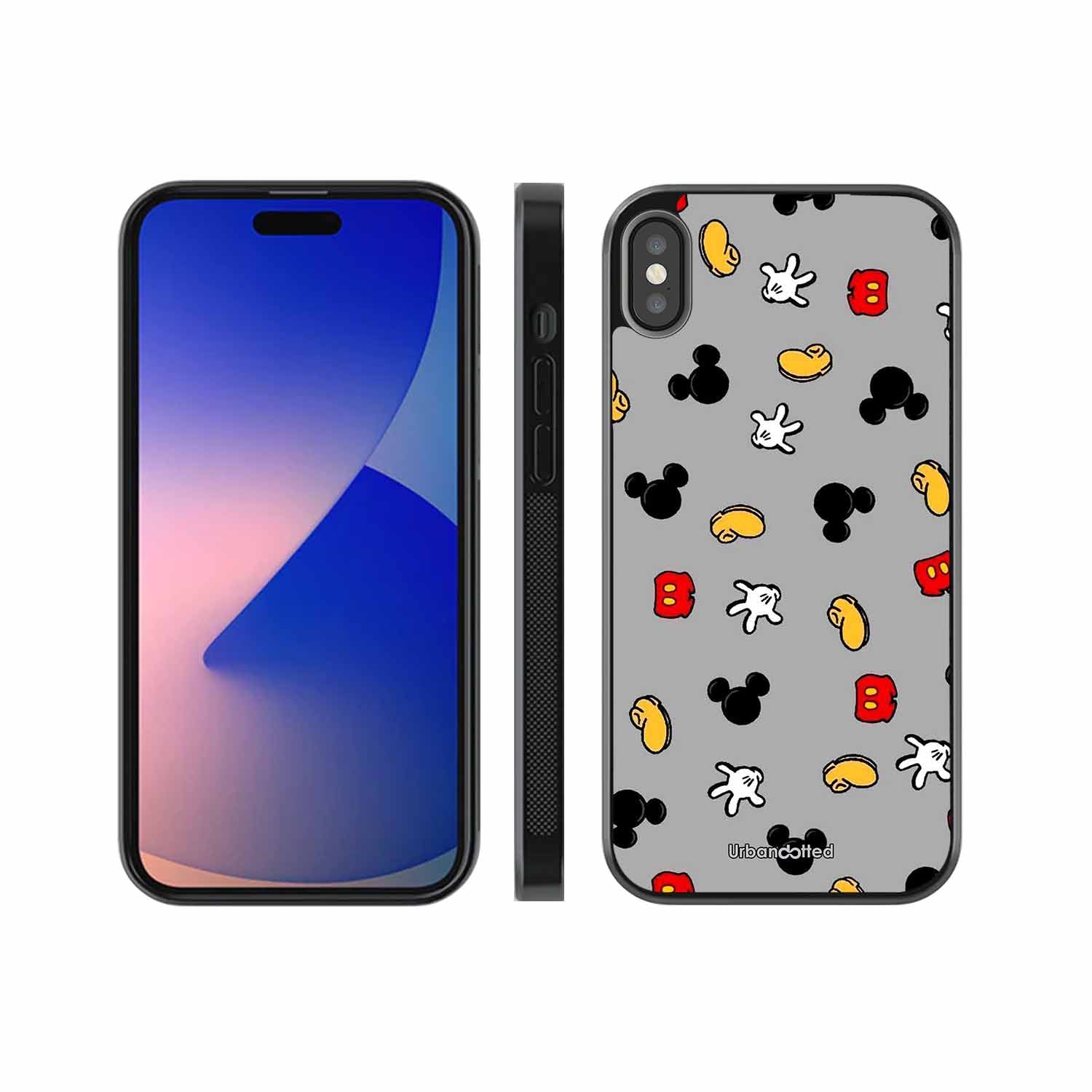 Whimsical Mouse Pattern Glass Case For iPhone XS