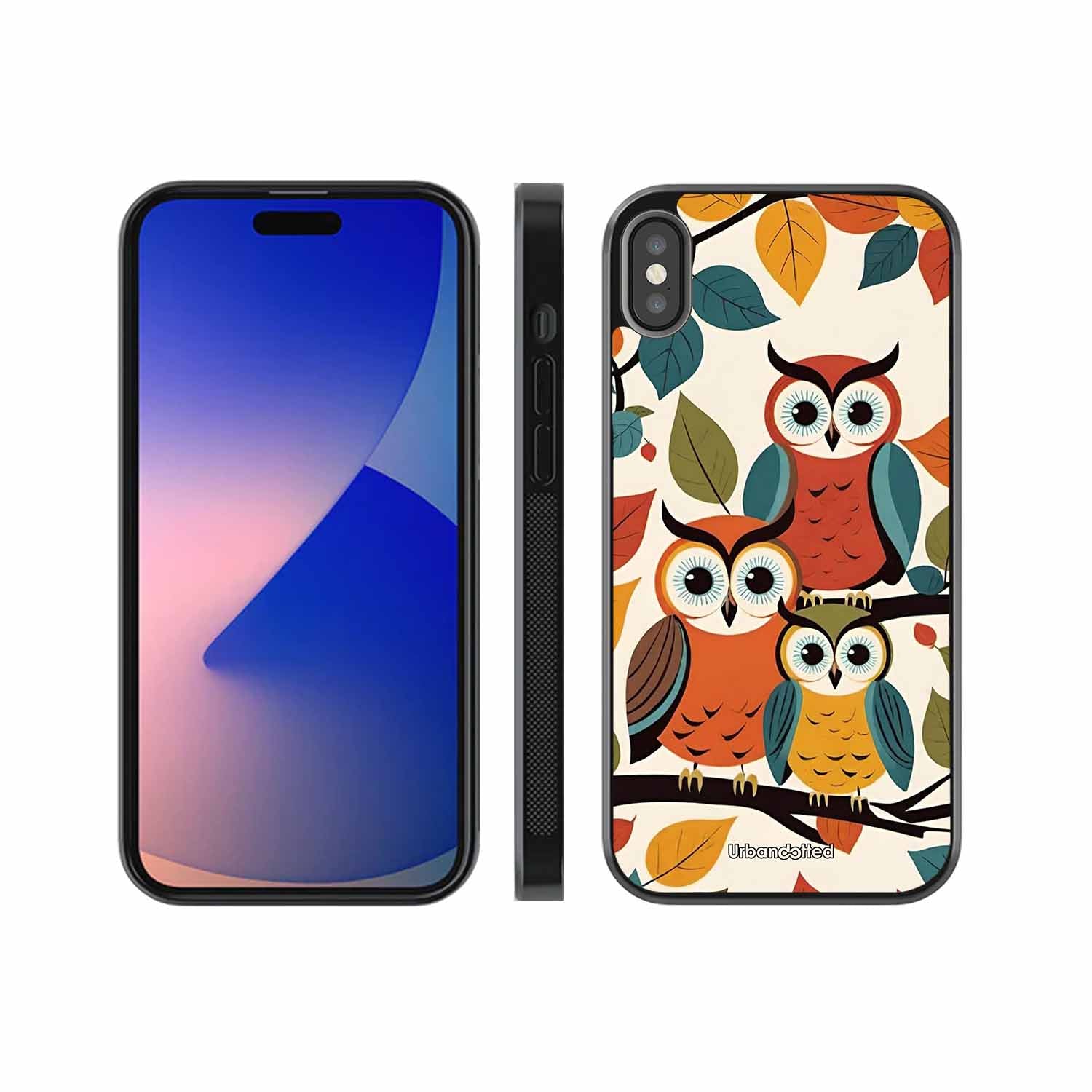 Retro Owl Family Glass Case For iPhone XS Max