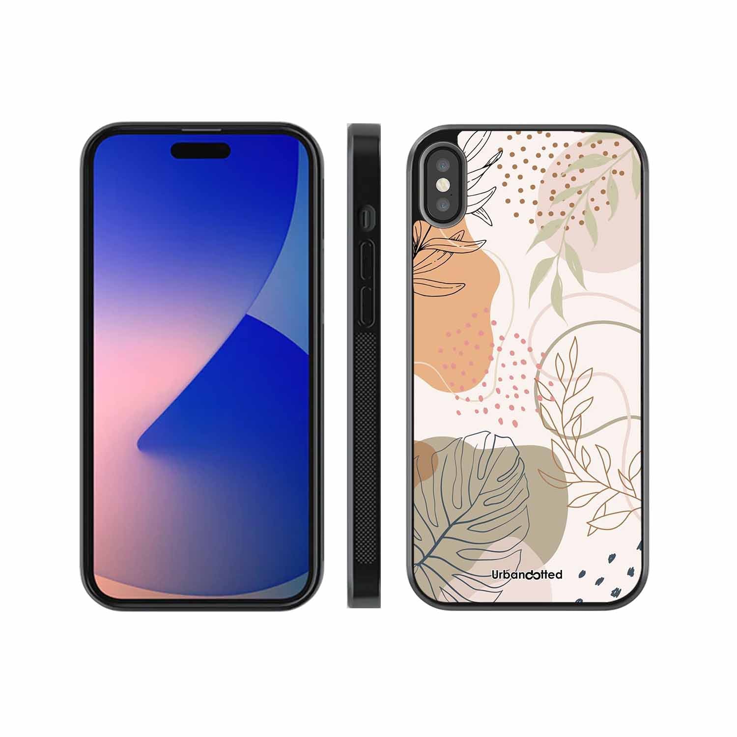 Minimalist Leaf Pattern Glass Case For iPhone XS Max