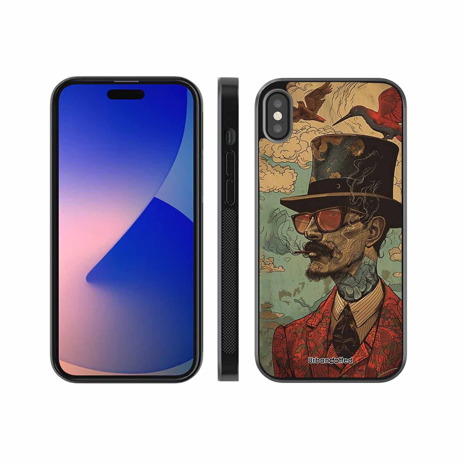 Steampunk Gentleman Smoker Glass Case For iPhone XS Max