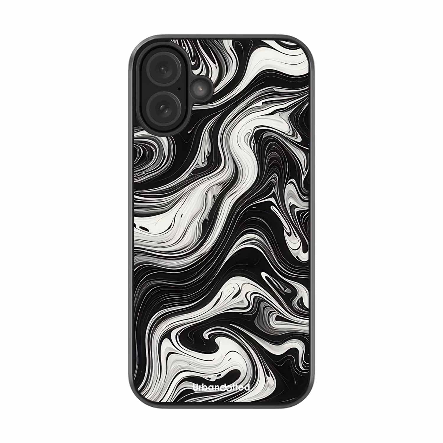 Monochrome Marble Glass Case For iPhone 16