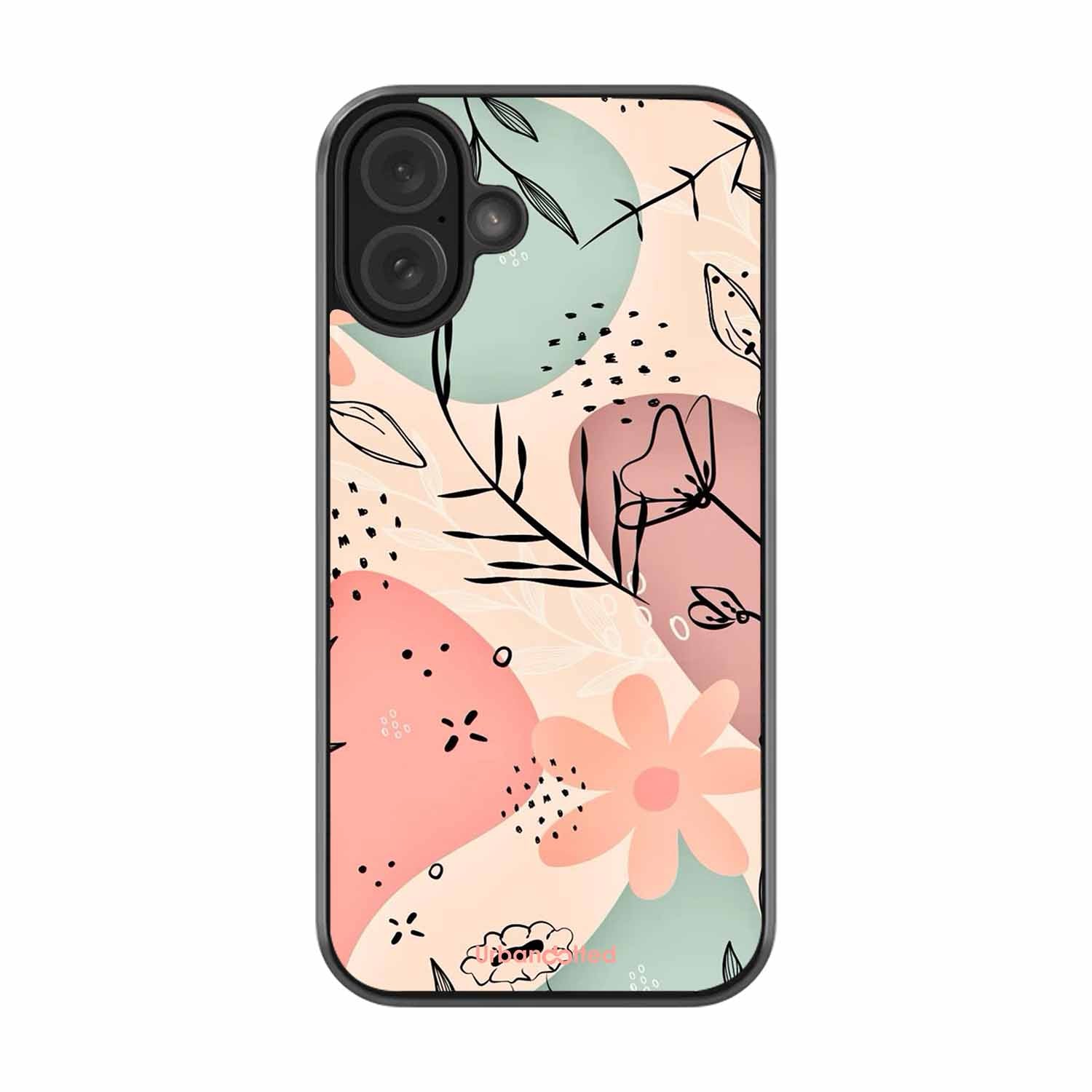 Abstract Floral Glass Case For iPhone 16 Plus