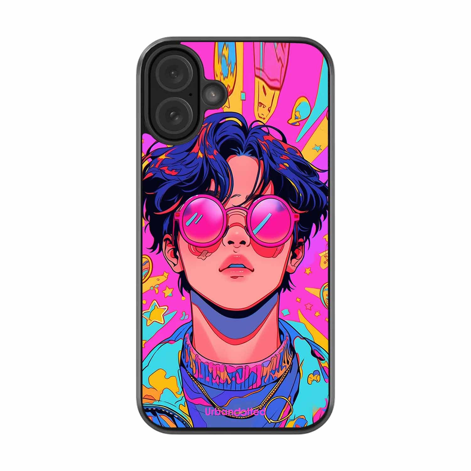 Neon Vibes Portrait Glass Case For iPhone 16 Plus