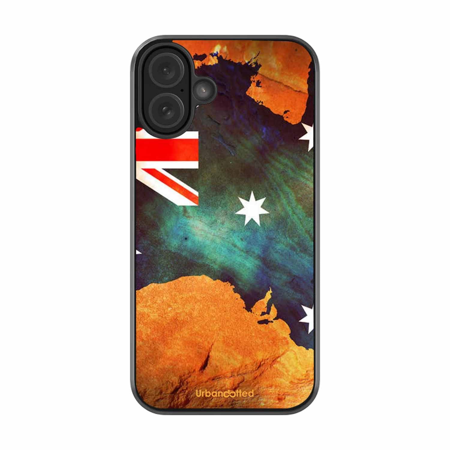 Australian Flag Map Glass Case For iPhone 16 Plus