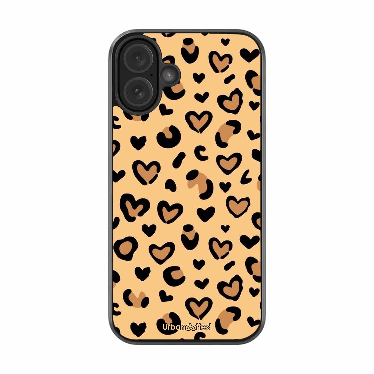 Native Animal Print Hearts Glass Case For iPhone 16 Plus