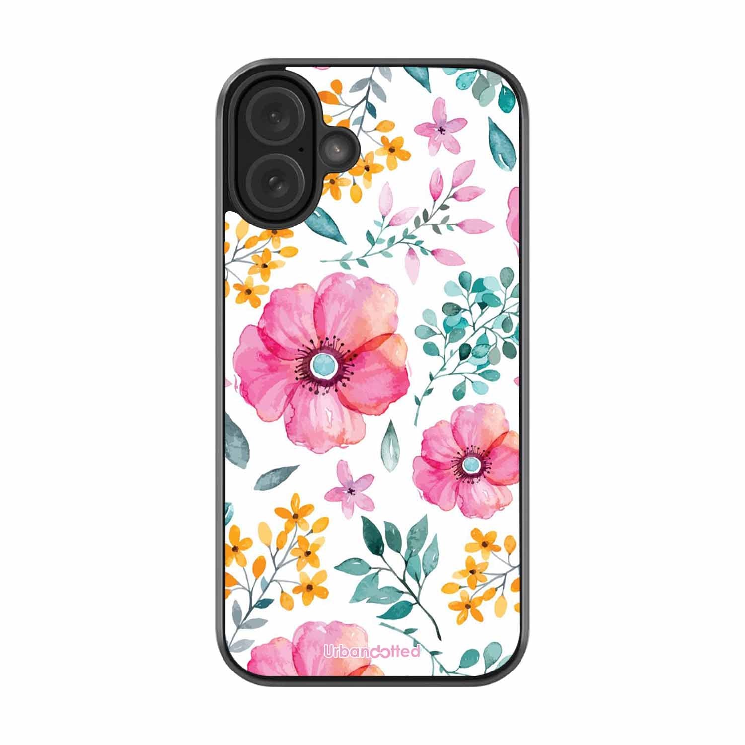 True Blue Wildflower Glass Case For iPhone 16 Plus