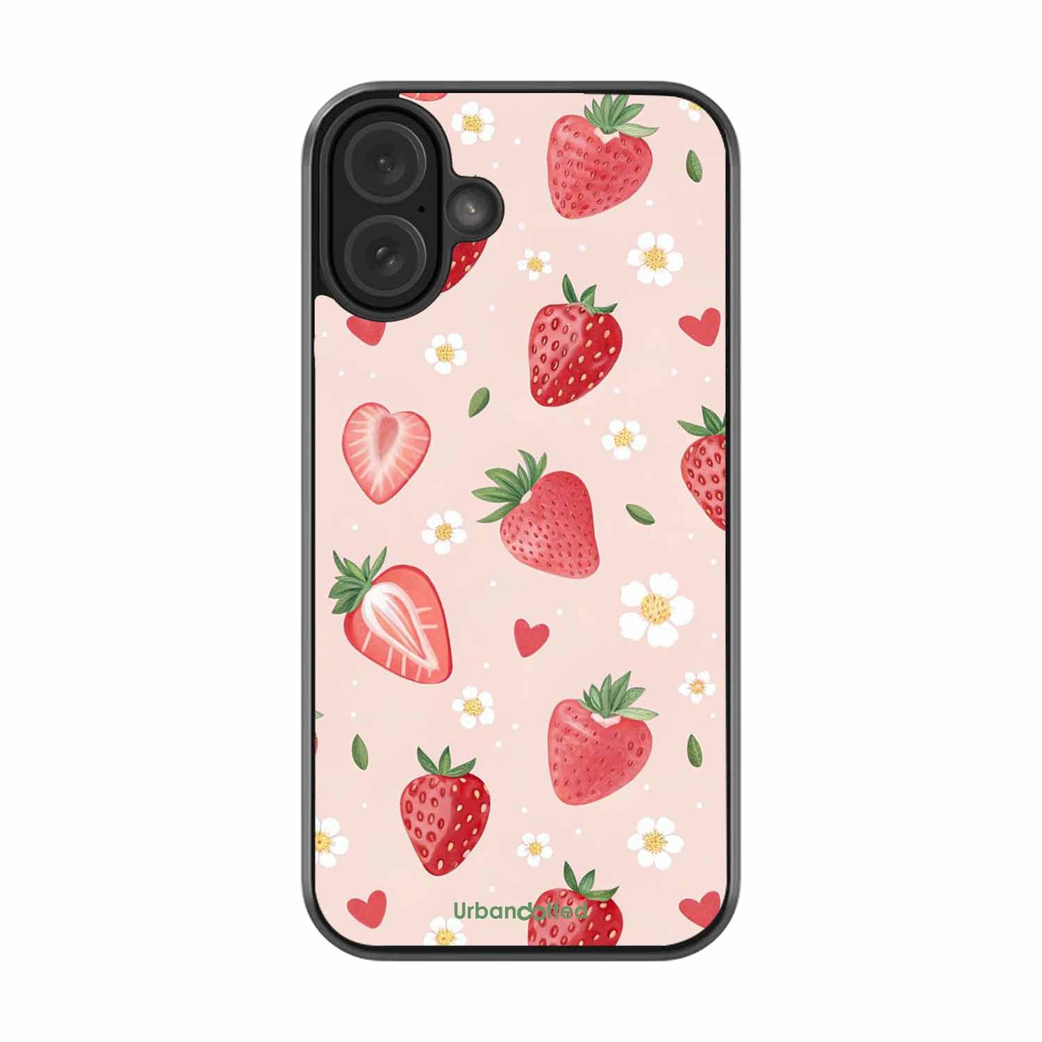 Strawberry Sweetheart Glass Case For iPhone 16 Plus