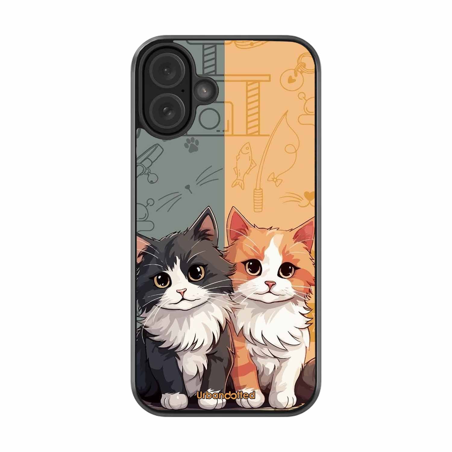 Yin and Yang Cats Glass Case For iPhone 16