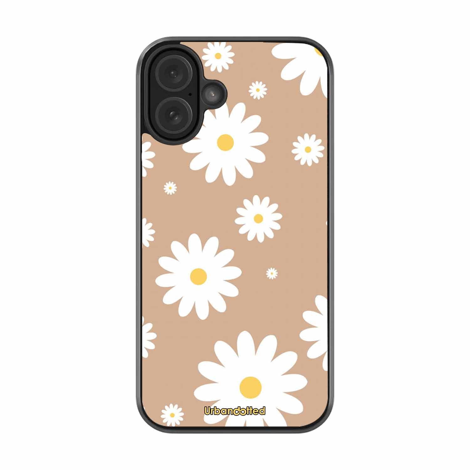 Tan Daisy Field Glass Case For iPhone 16 Plus