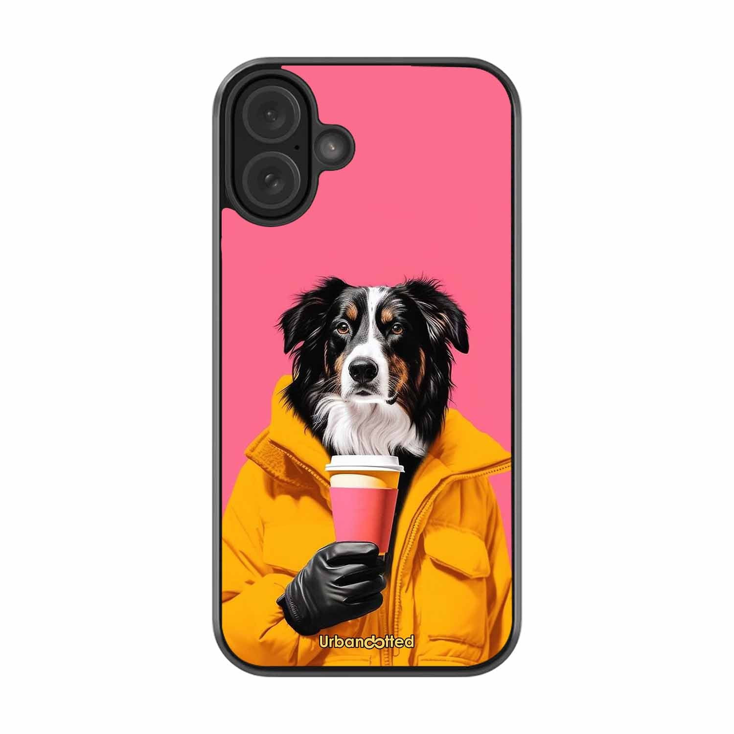 Trendy Dog with Drink Glass Case For iPhone 16 Plus
