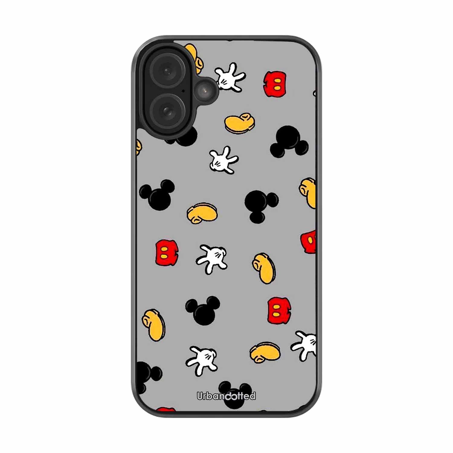 Whimsical Mouse Pattern Glass Case For iPhone 16 Plus