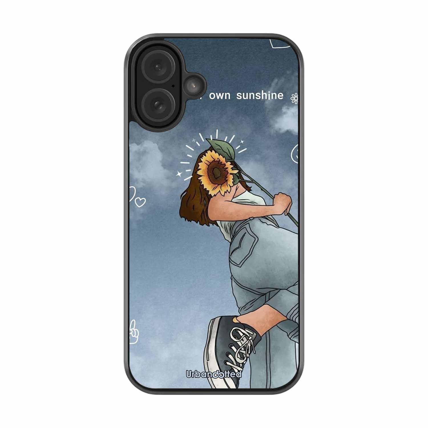 Girl with Sunflower Crown Glass Case For iPhone 16 Plus