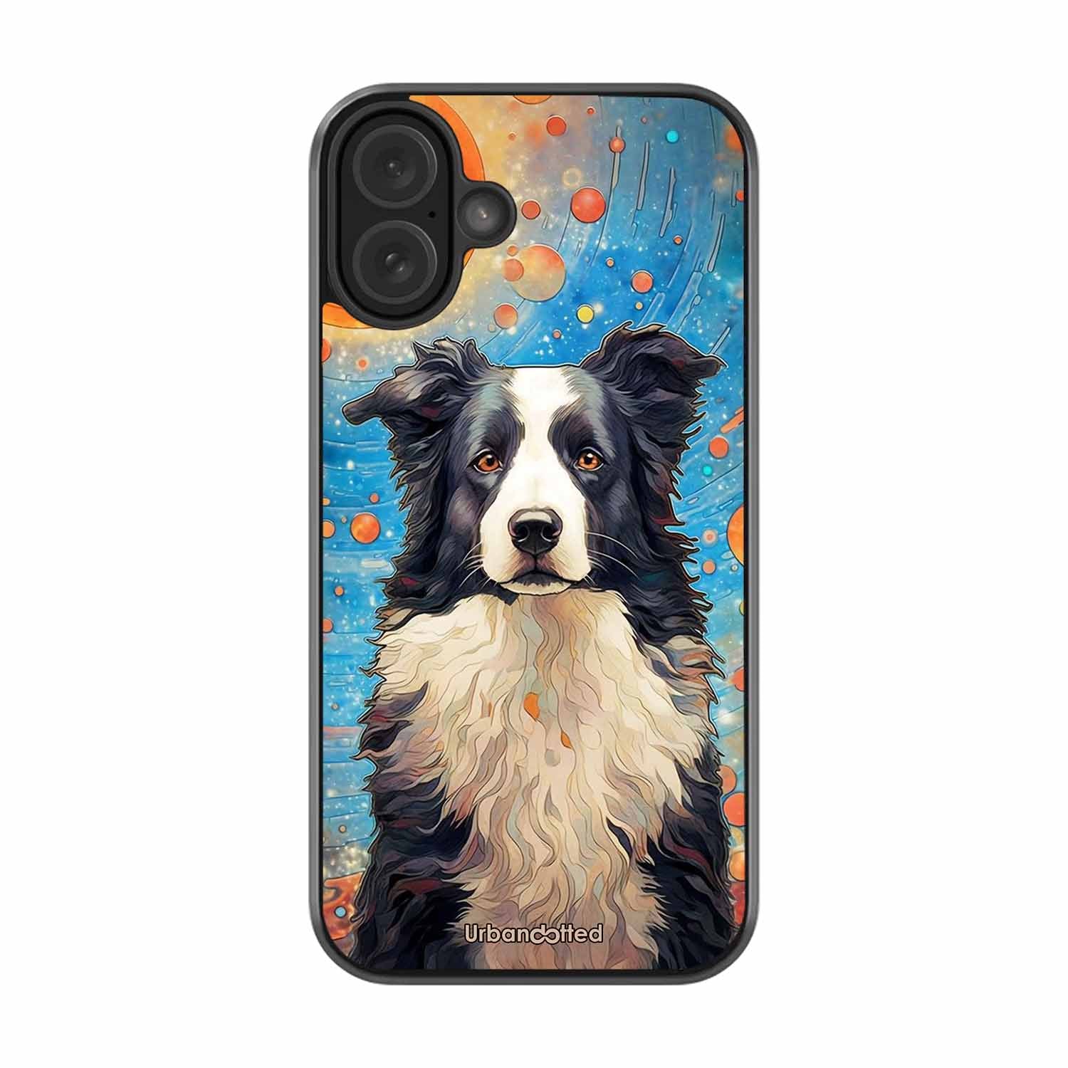 Artistic Dog Illustration Glass Case For iPhone 16 Plus