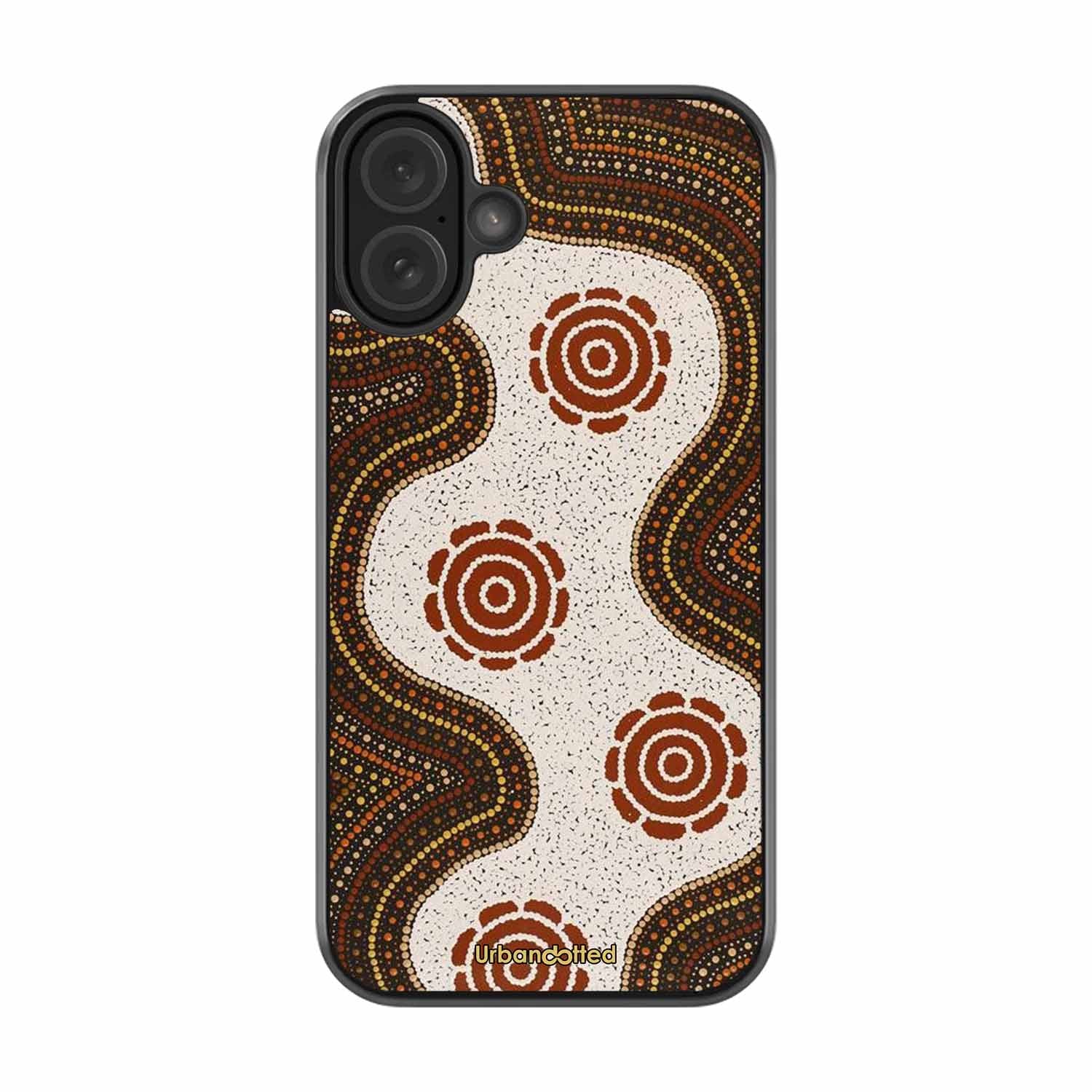 Aboriginal Dot Art Flow Glass Case For iPhone 16 Plus