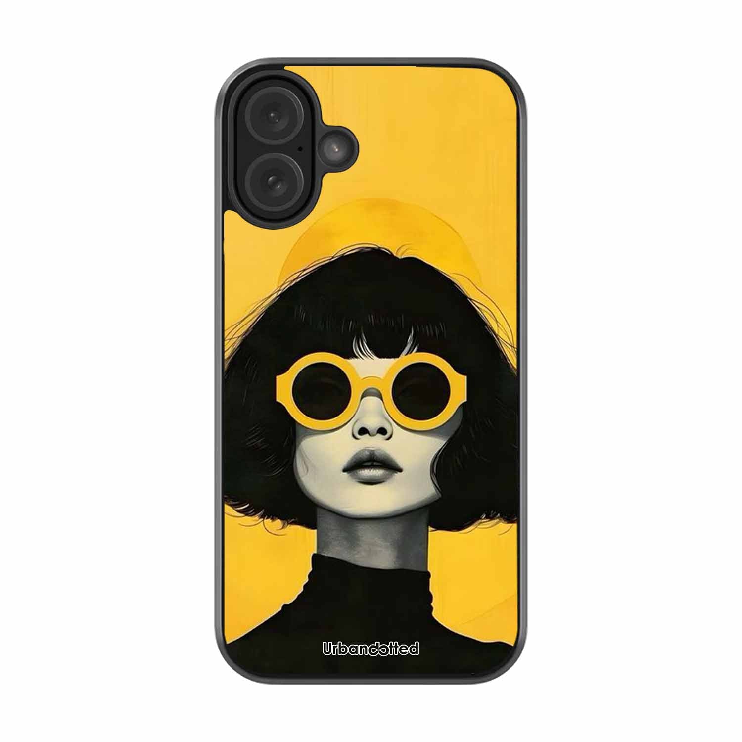 Retro Sunglasses Portrait Glass Case For iPhone 16 Plus