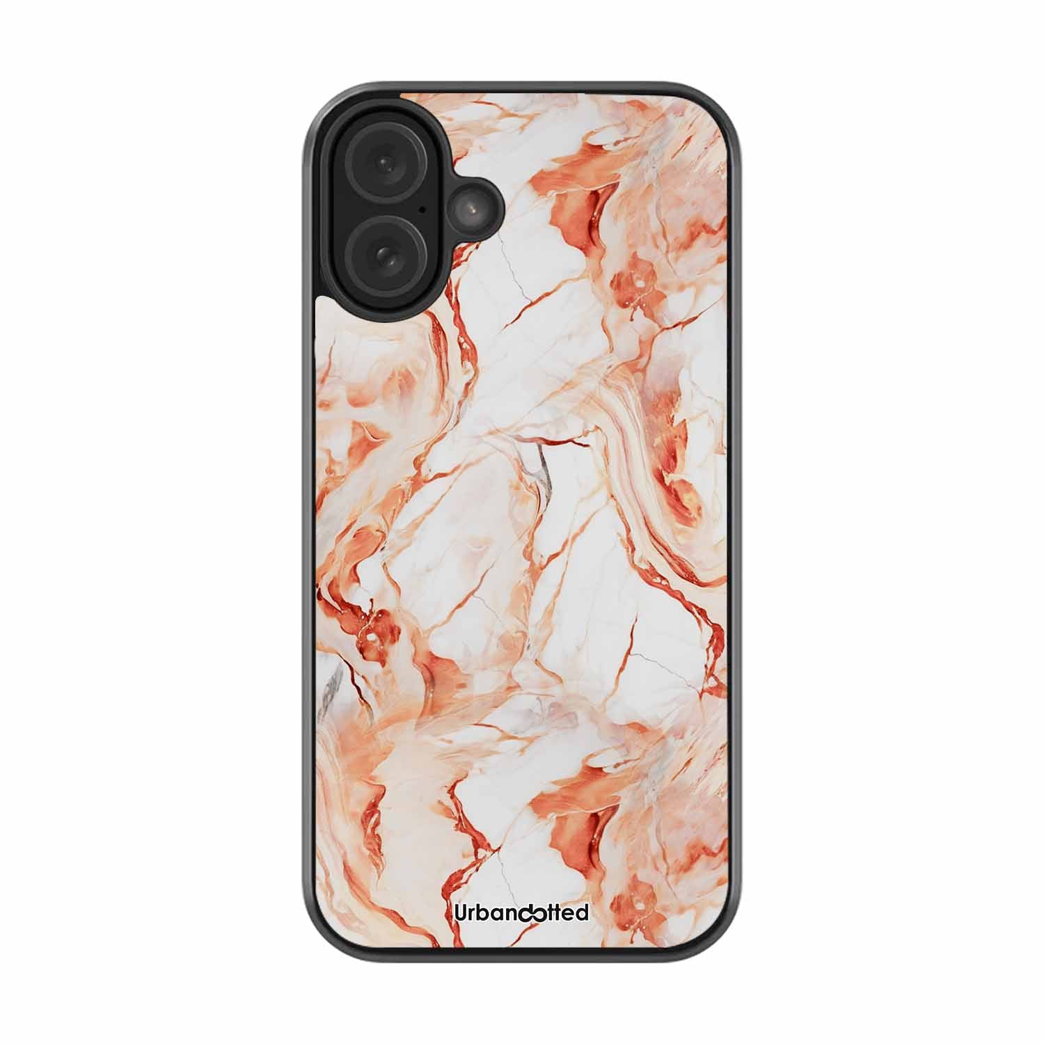 Elegant Rose Gold Veins Glass Case For iPhone 16 Plus