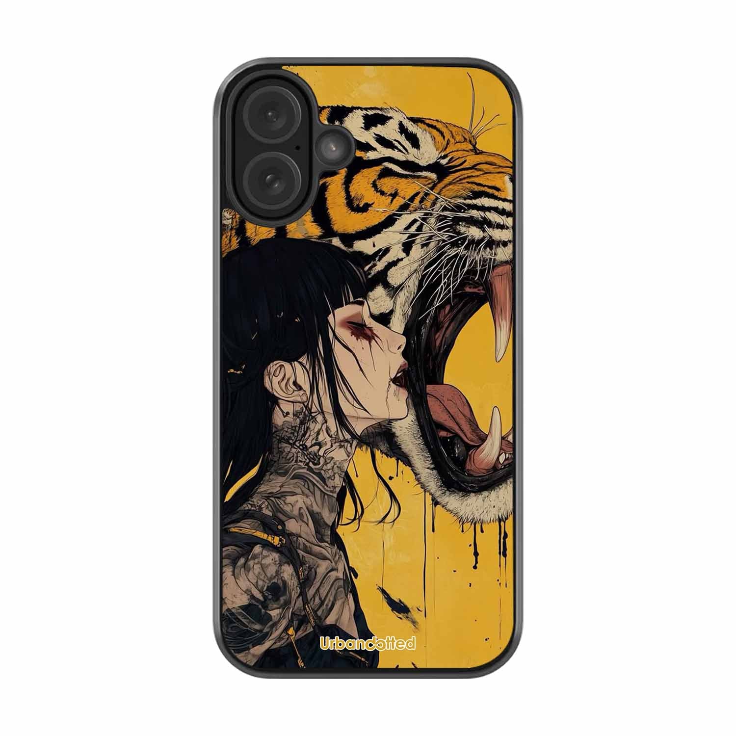 Tattooed Girl with Tiger Glass Case For iPhone 16 Plus