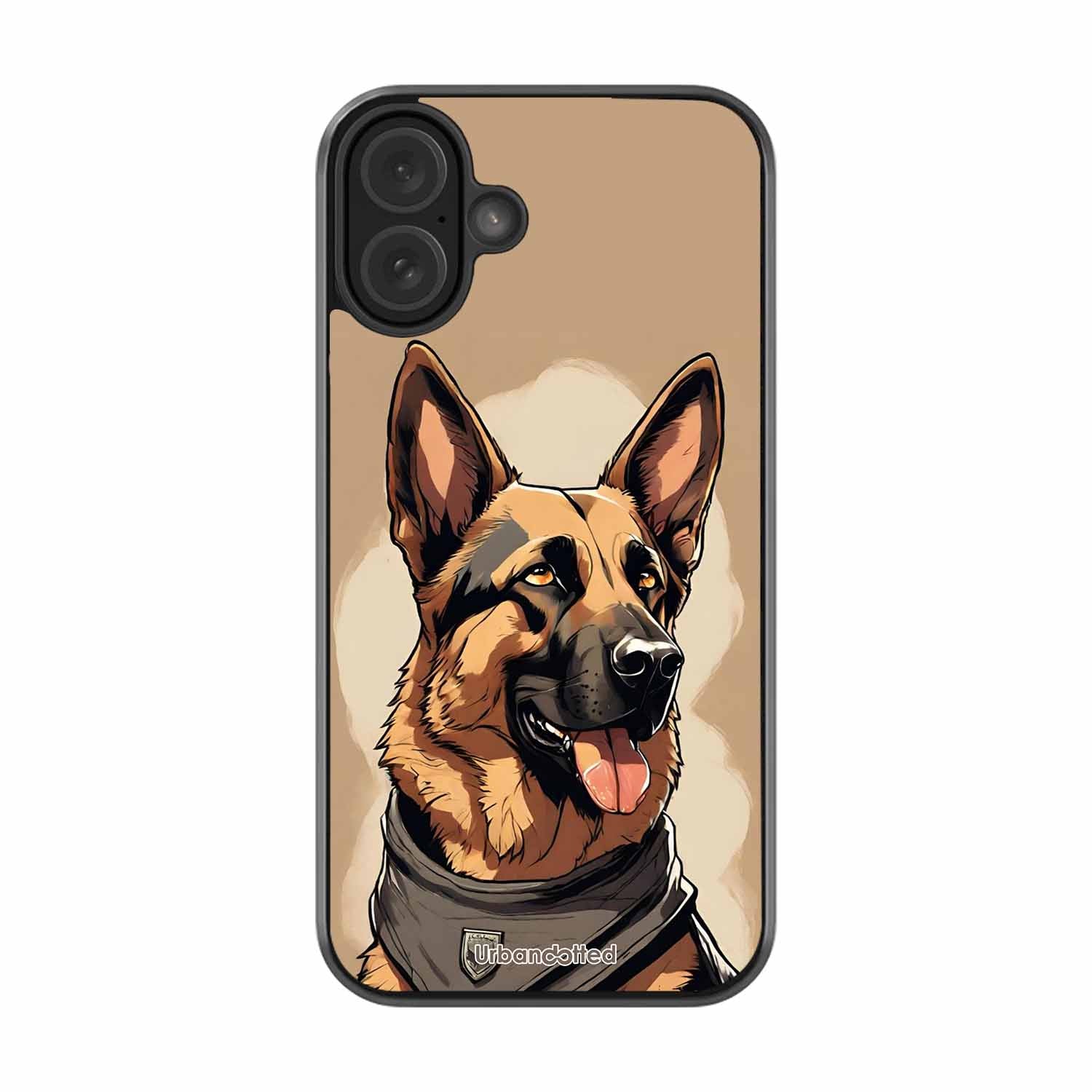 German Shepherd Portrait Glass Case For iPhone 16 Plus