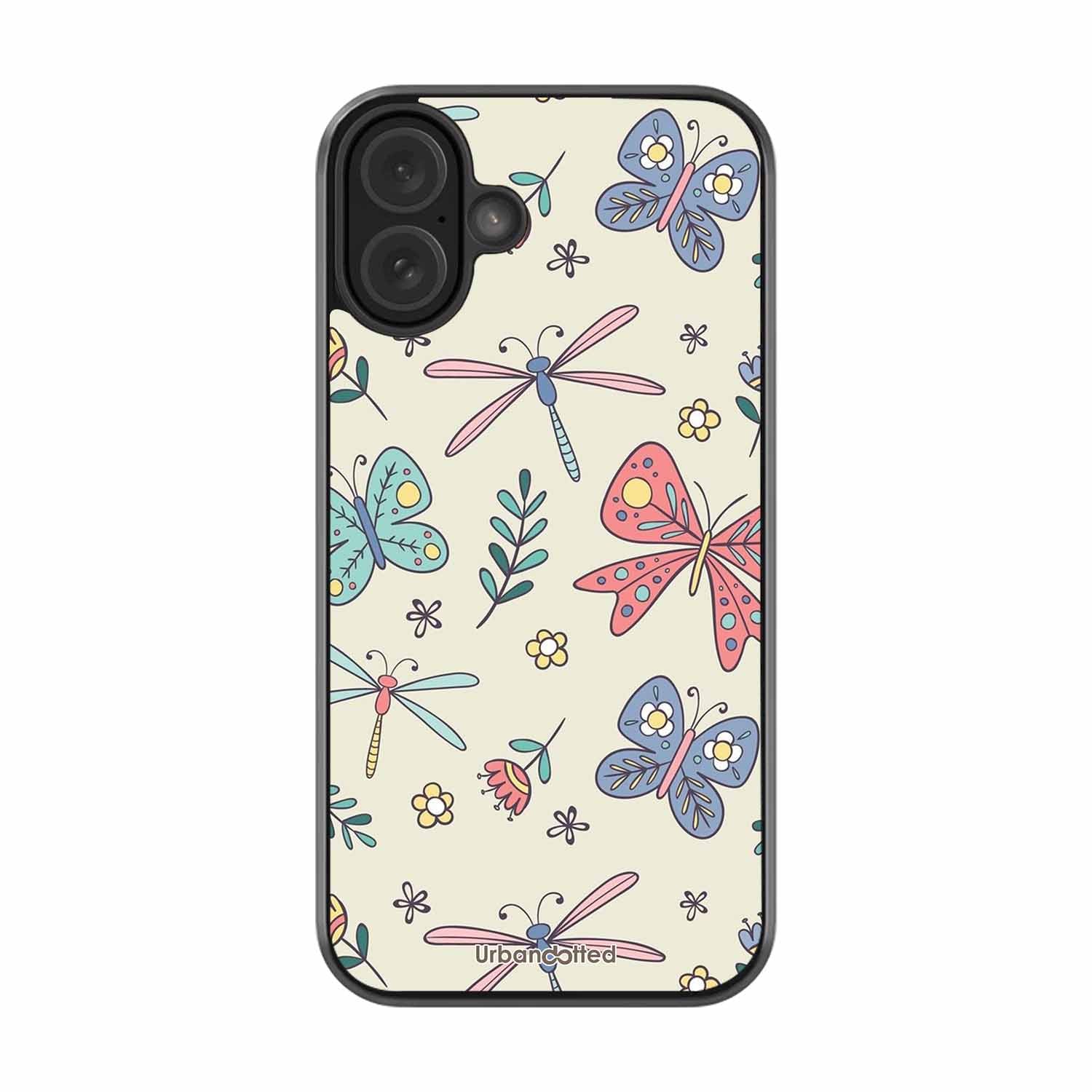 Butterfly and Dragonfly Garden Glass Case For iPhone 16 Plus