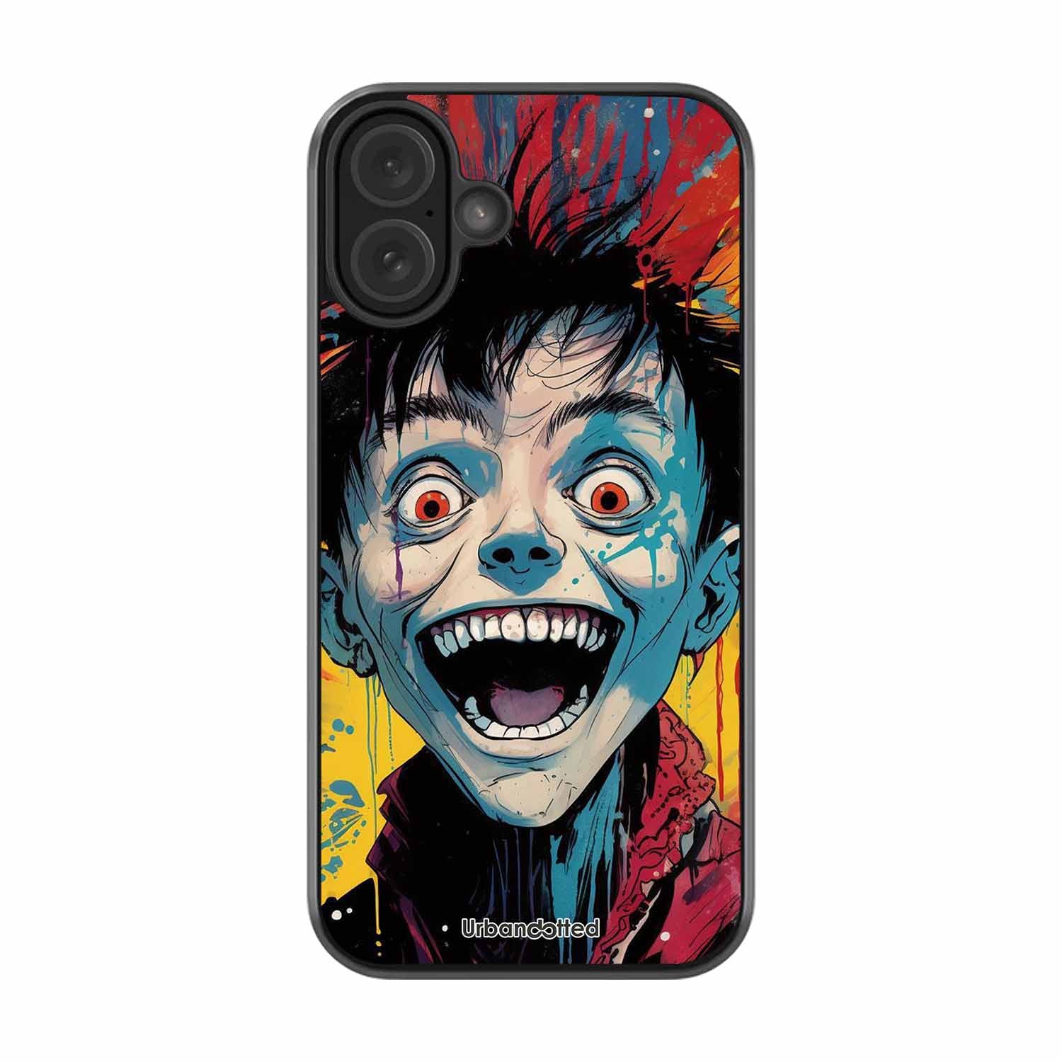 Distorted Joy Illustration Glass Case For iPhone 16 Plus