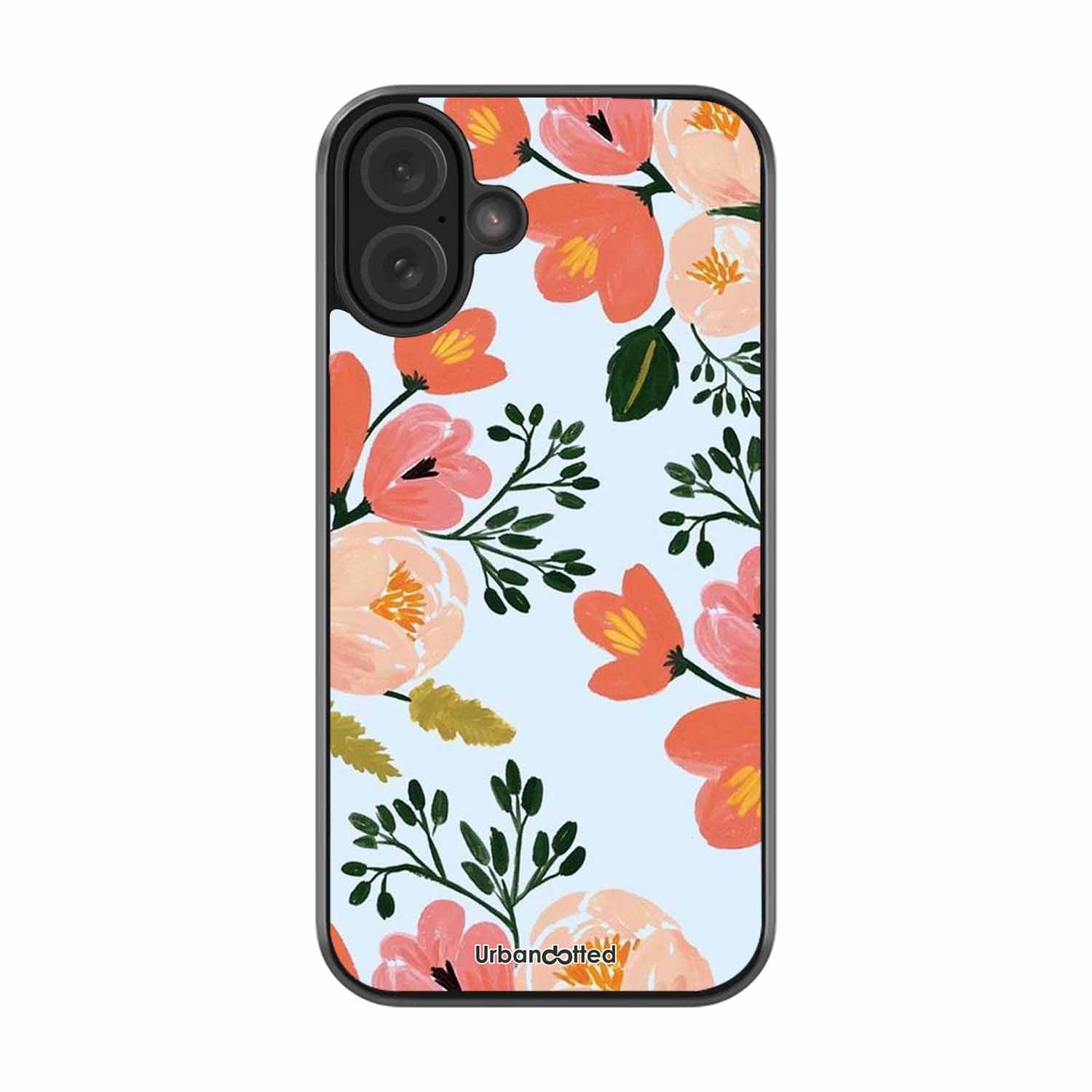Painted Floral Bouque Glass Case For iPhone 16 Plus