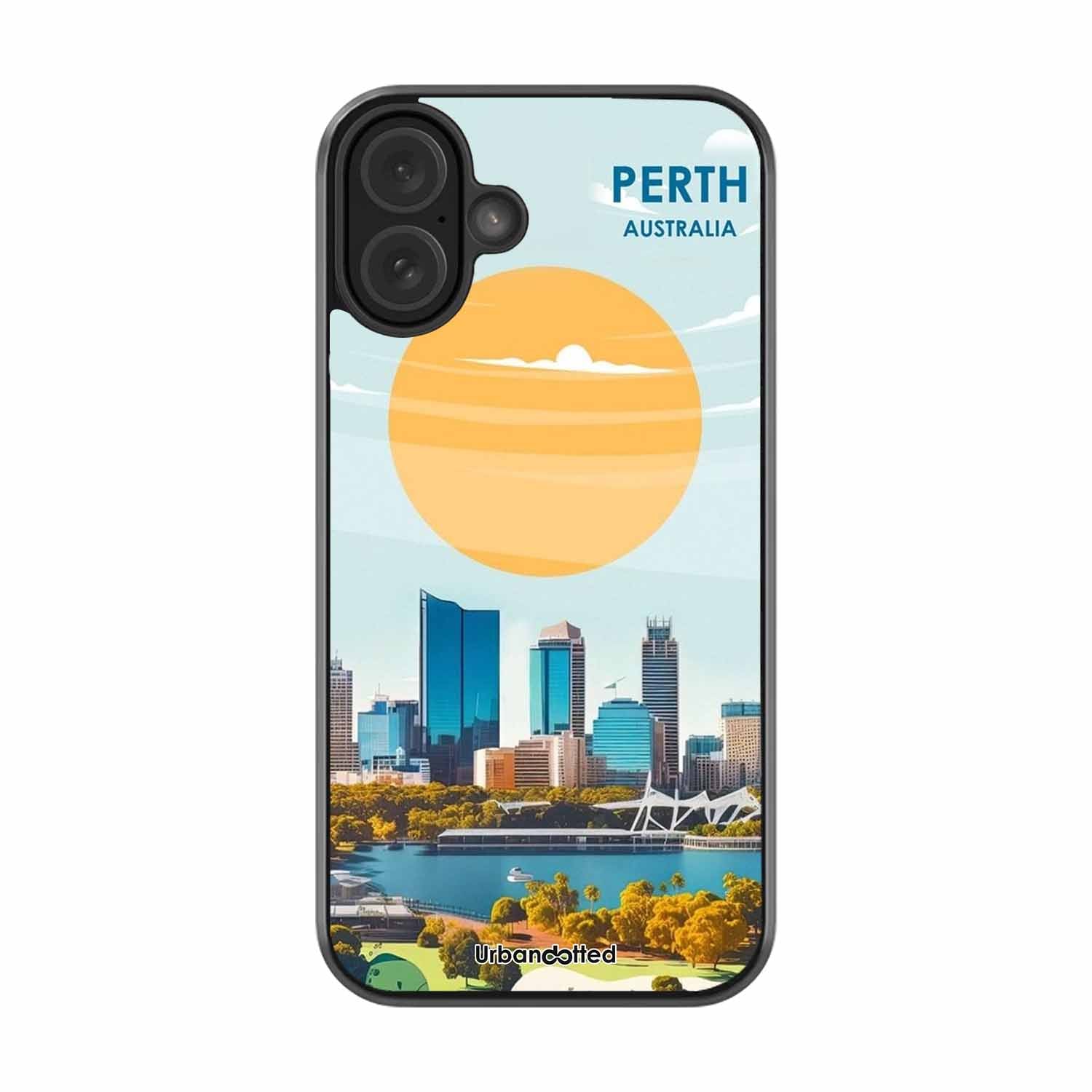 Western Australia Cityscape Glass Case For iPhone 16 Plus