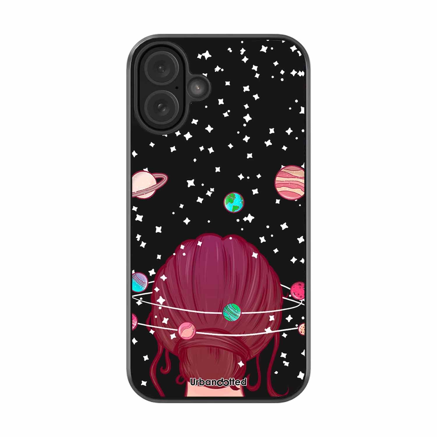 Galactic Hair Space Girl Glass Case For iPhone 16