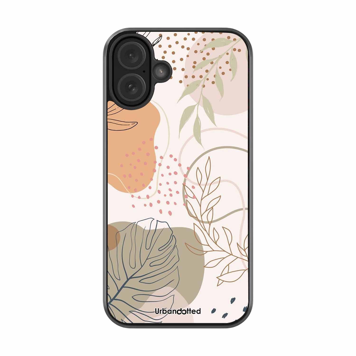 Minimalist Leaf Pattern Glass Case For iPhone 16