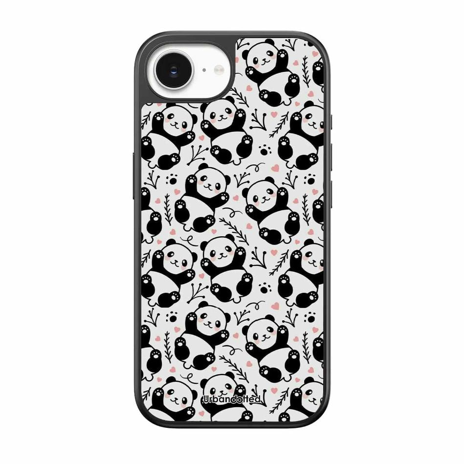 Cute Doodle Panda Glass Case For iPhone 17e
