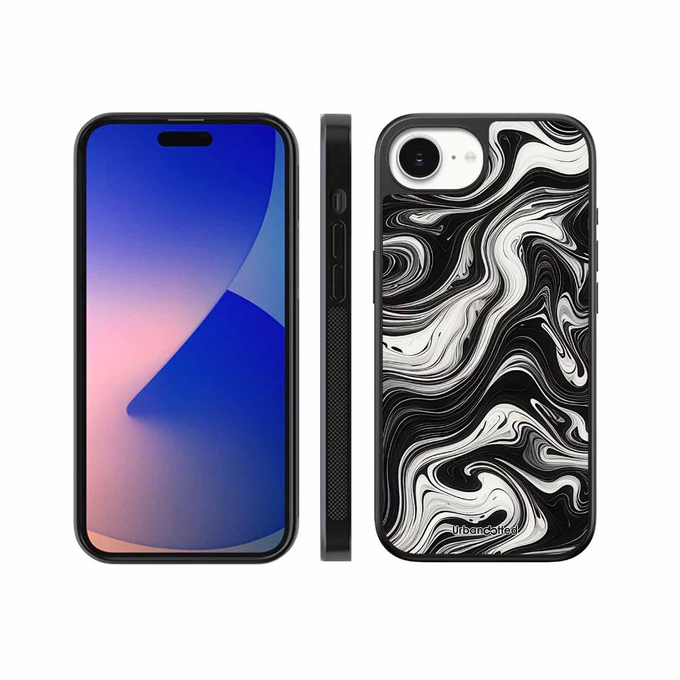 Monochrome Marble Glass Case For iPhone 17e