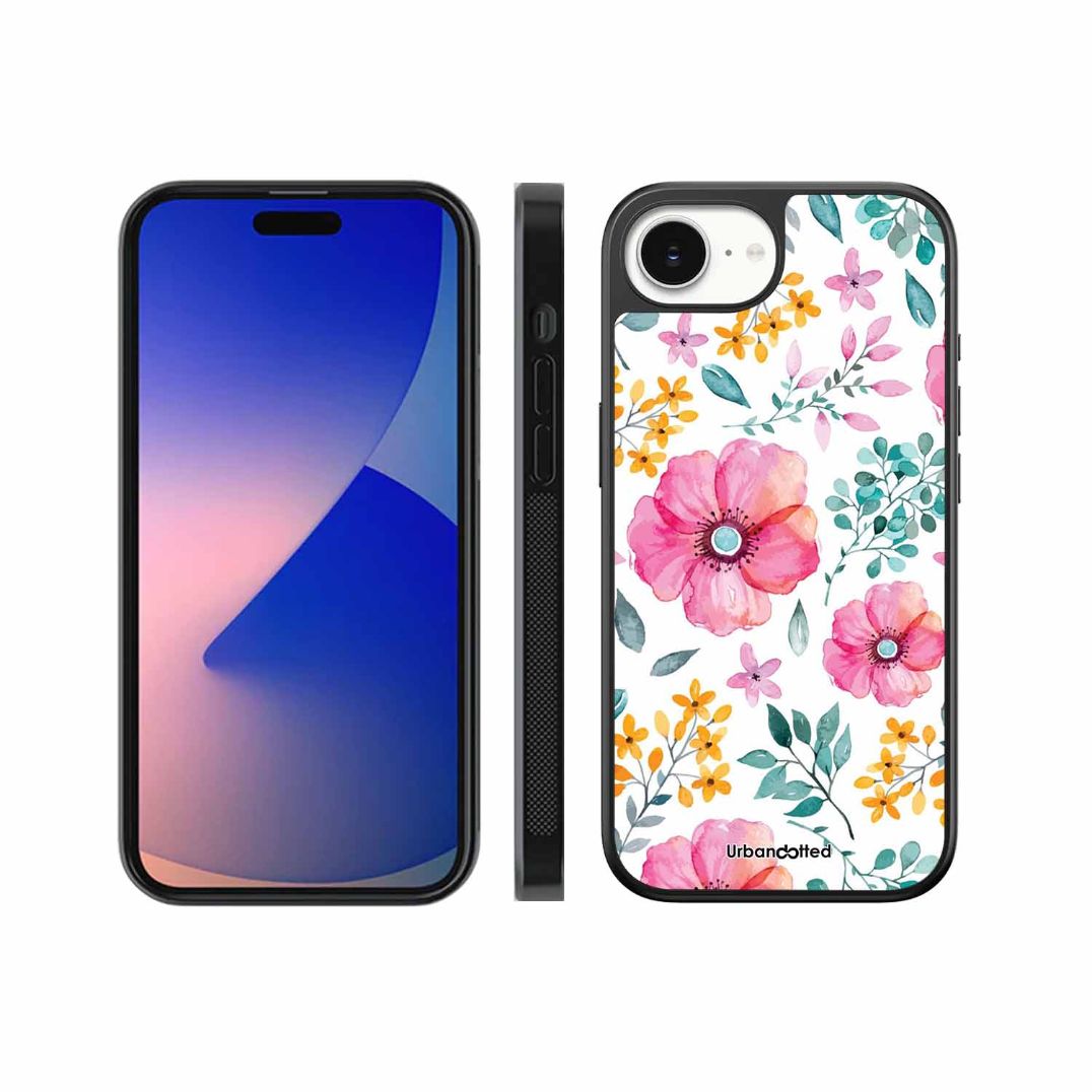 True Blue Wildflower Glass Case For iPhone 17e