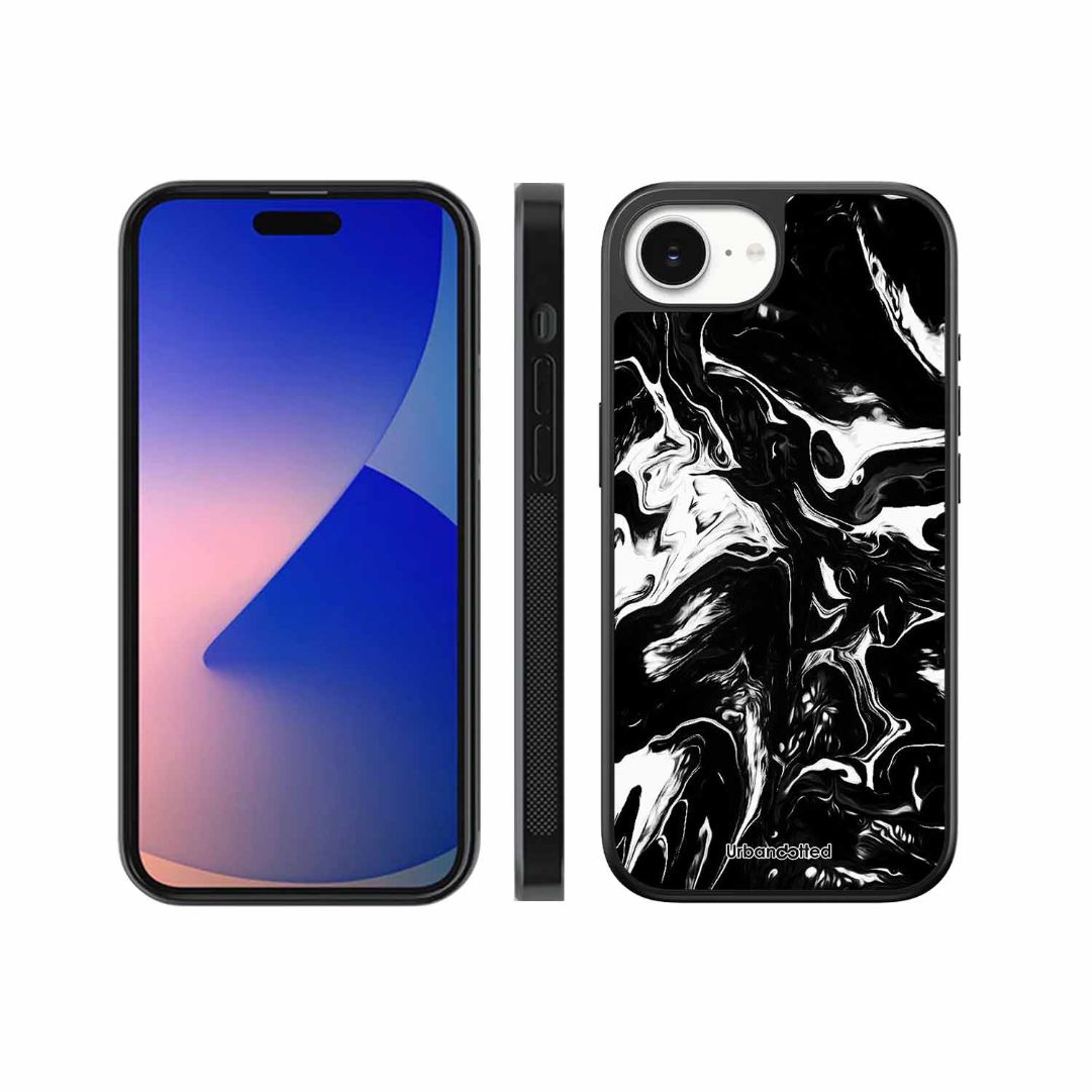 Dark Marble Texture Glass Case For iPhone 17e