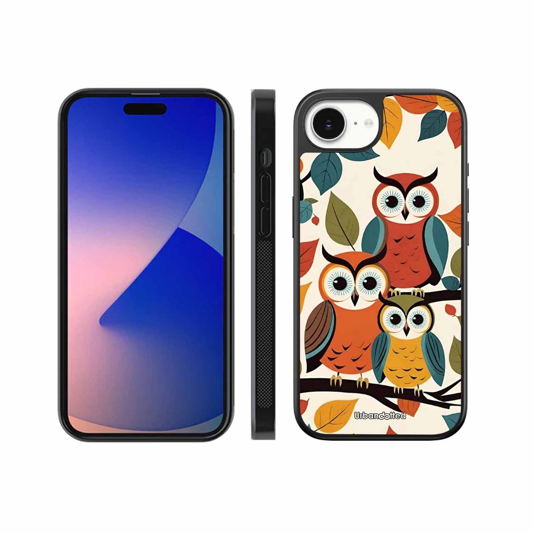 Retro Owl Family Glass Case For iPhone 17e