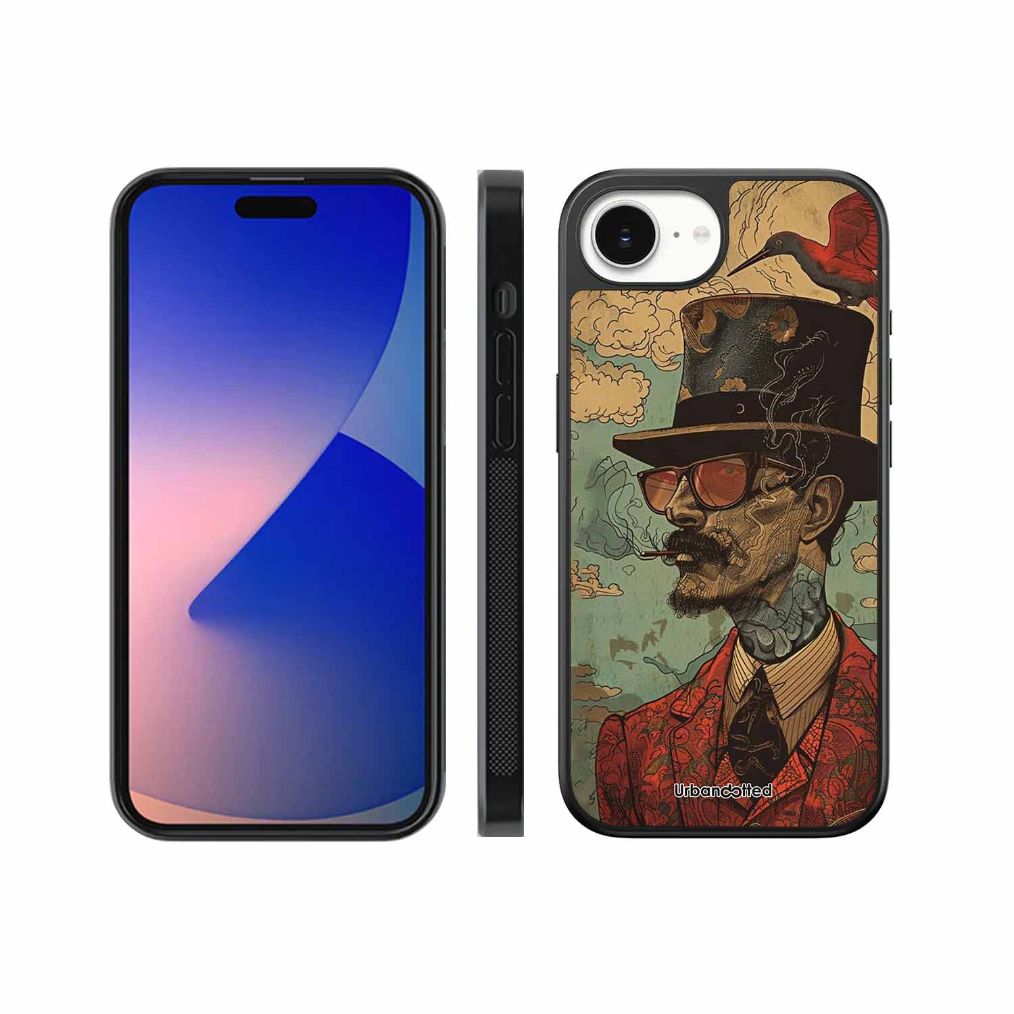 Steampunk Gentleman Smoker Glass Case For iPhone 17e