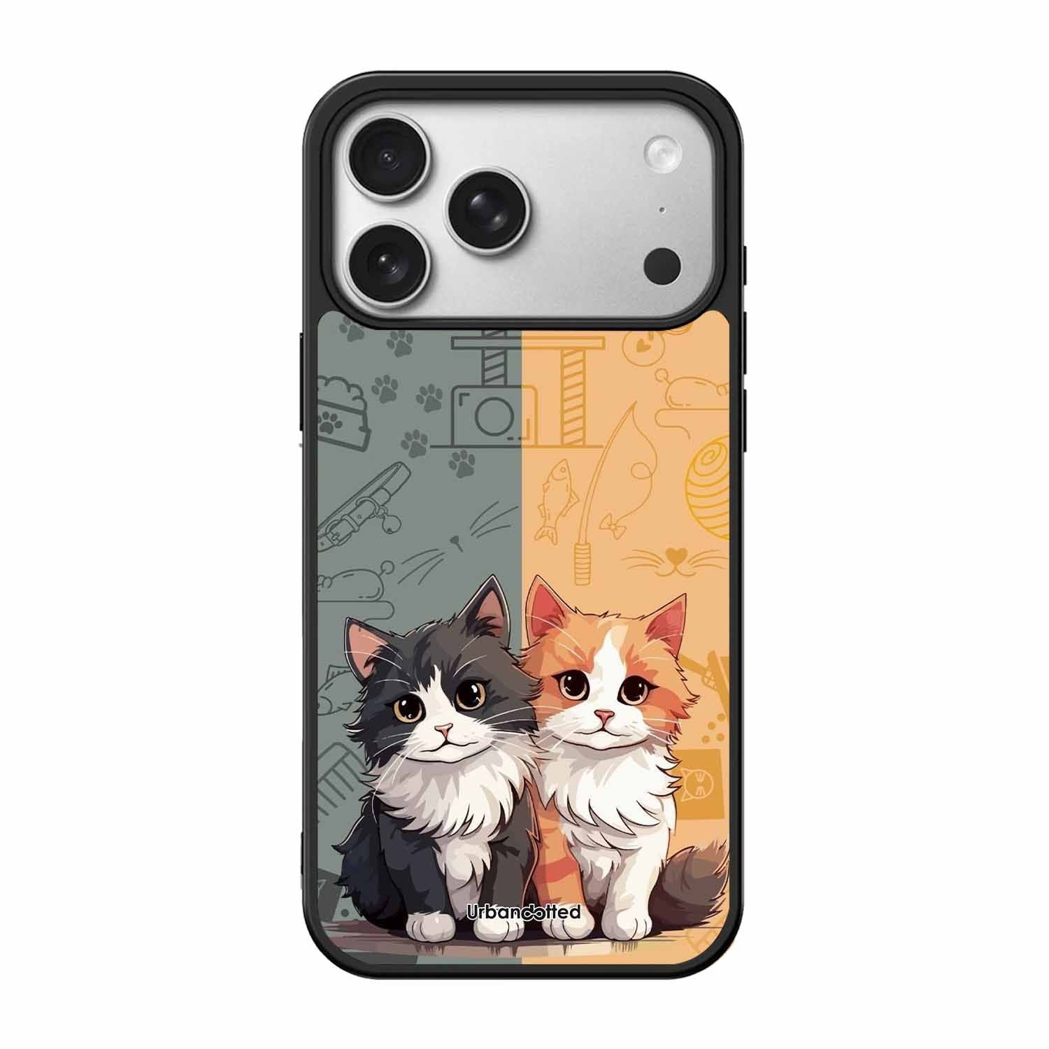 Yin and Yang Cats Glass Case For iPhone 17 Pro