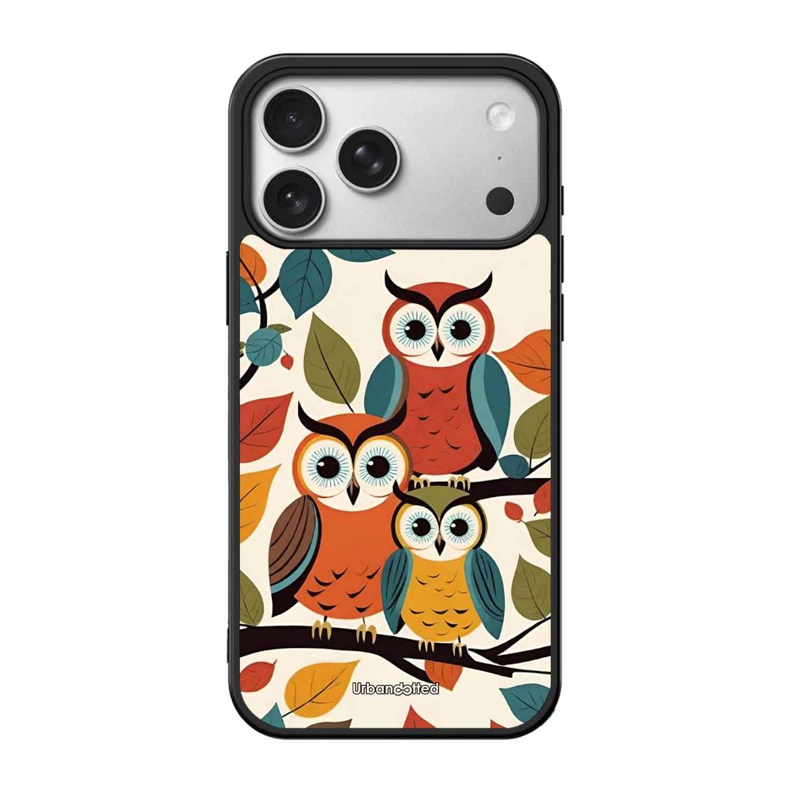 Retro Owl Family Glass Case For iPhone 17 Pro
