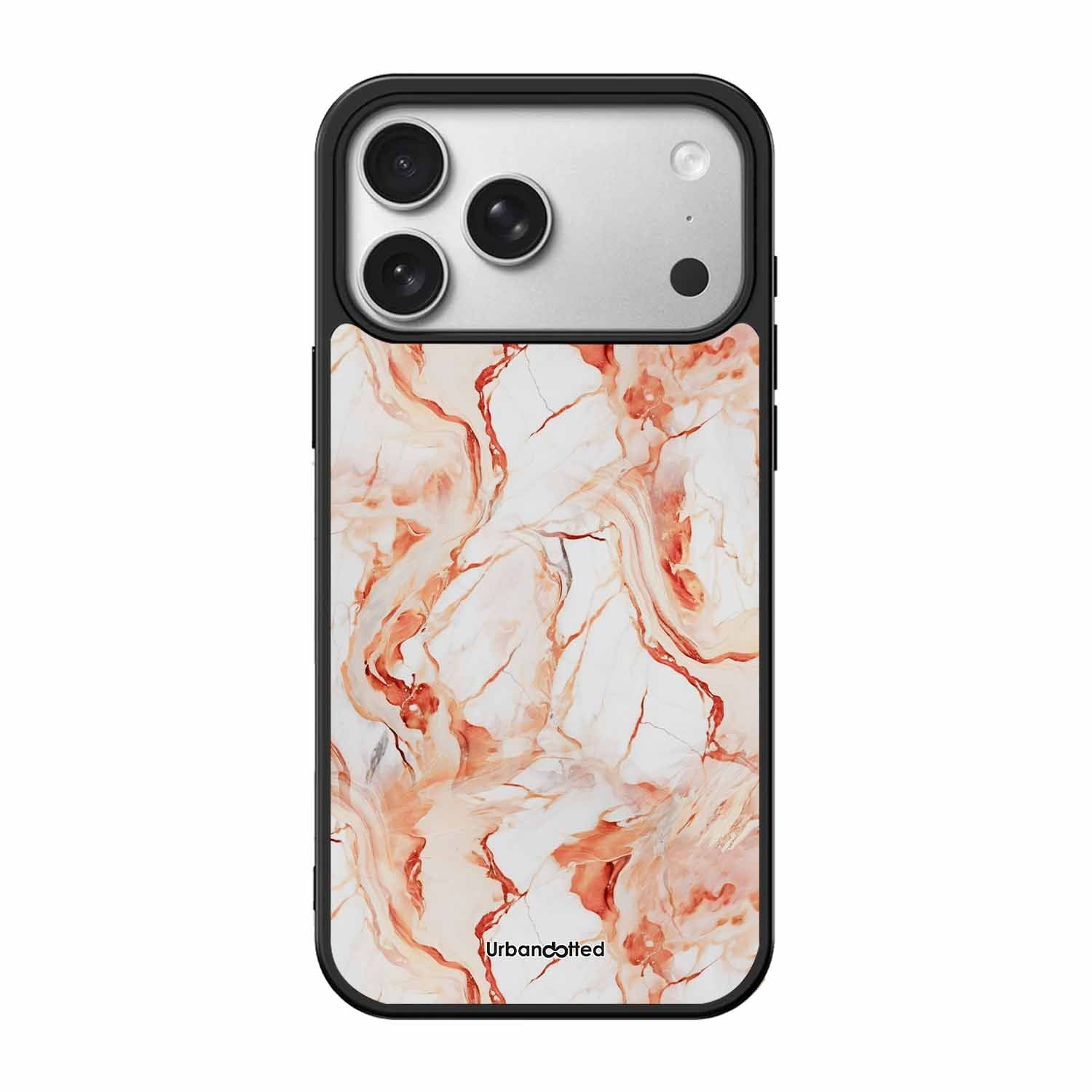 Elegant Rose Gold Veins Glass Case For iPhone 17 Pro
