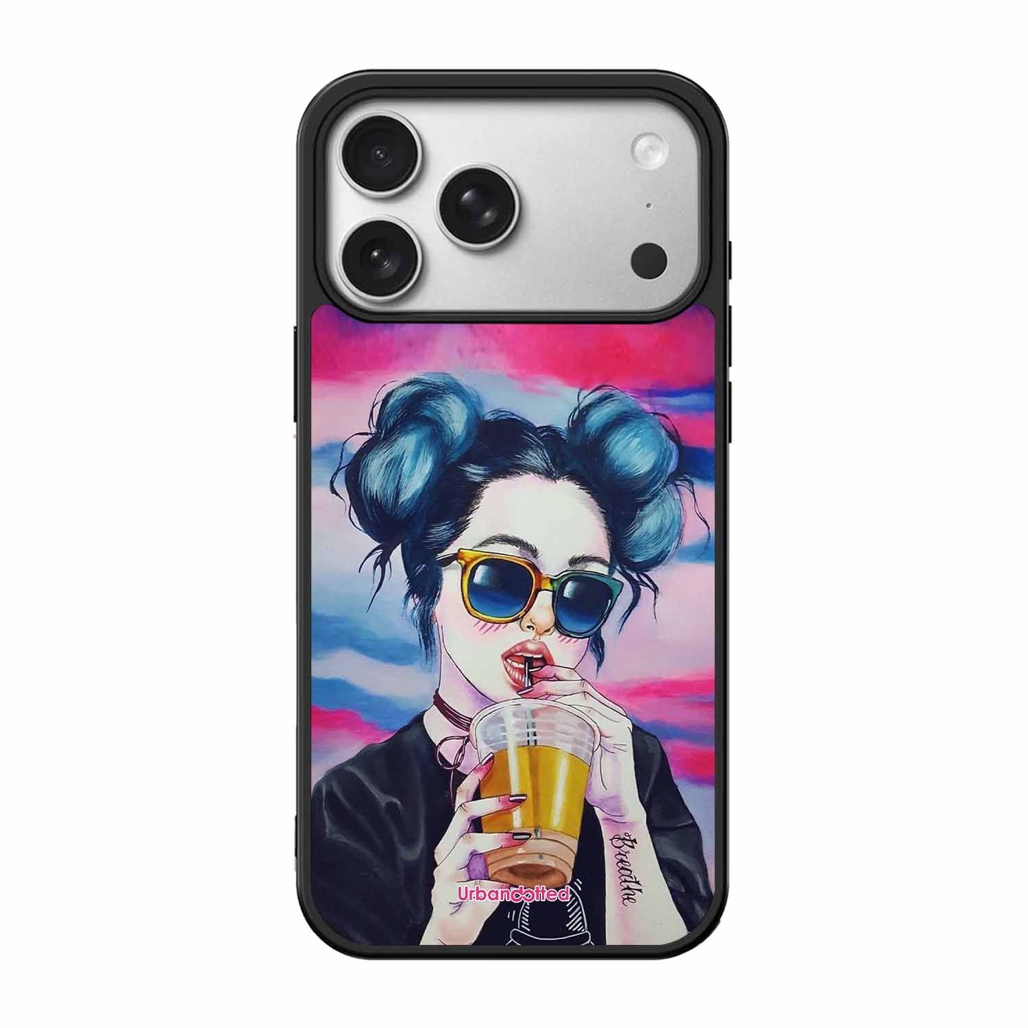 "Breathe" Tattoo Girl Glass Case For iPhone 17 Pro