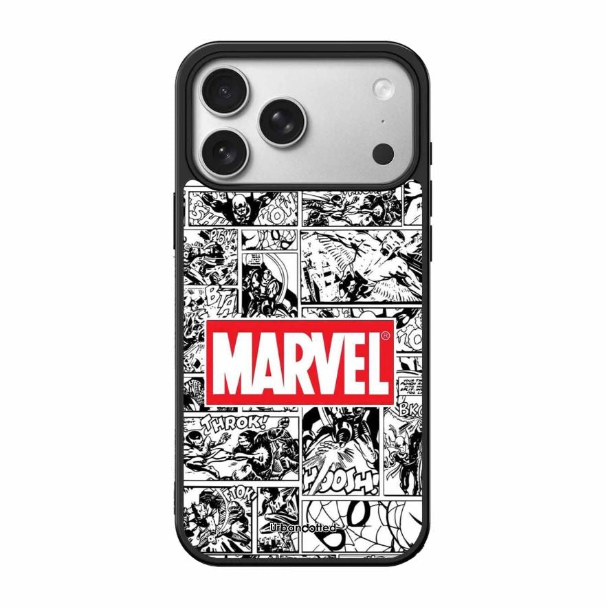 Black and White Comic Book Glass Case For iPhone 17 Pro