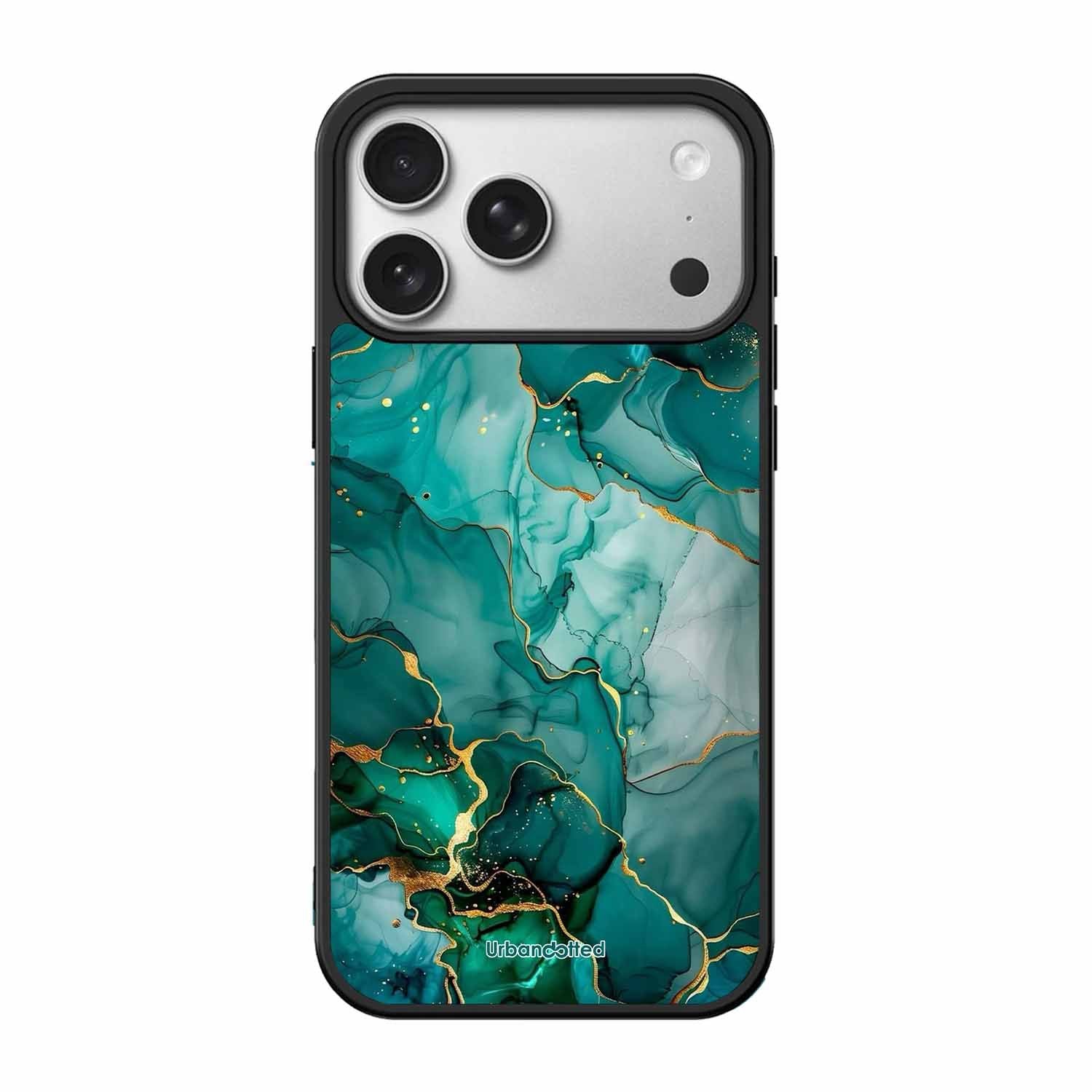 Emerald Green Gold Marble Glass Case For iPhone 17 Pro