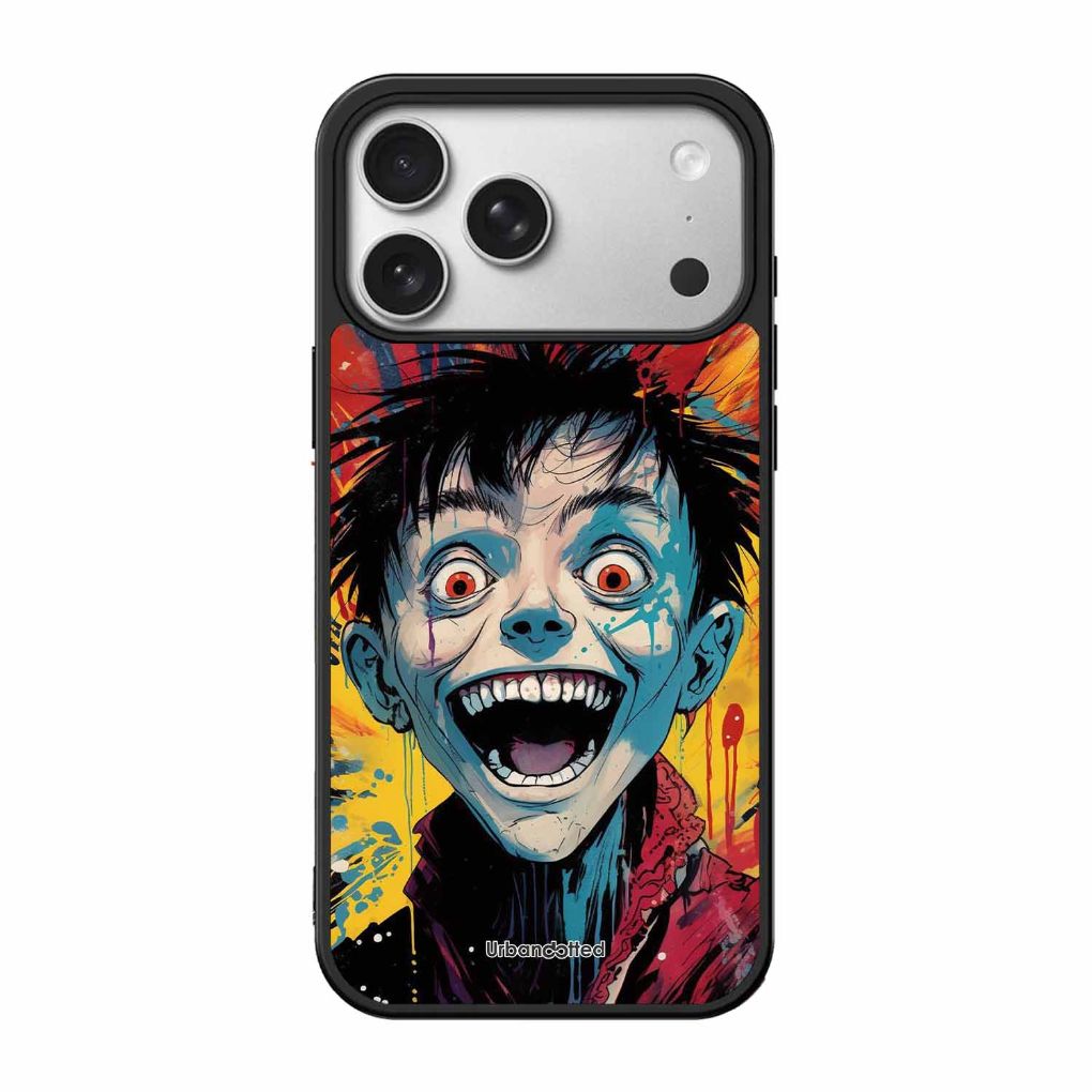 Distorted Joy Illustration Glass Case For iPhone 17 Pro