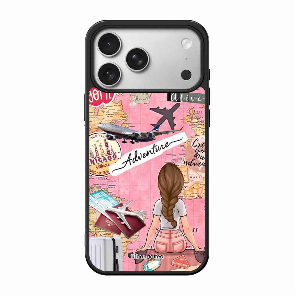 Travel Adventure Map Glass Case For iPhone 17 Pro